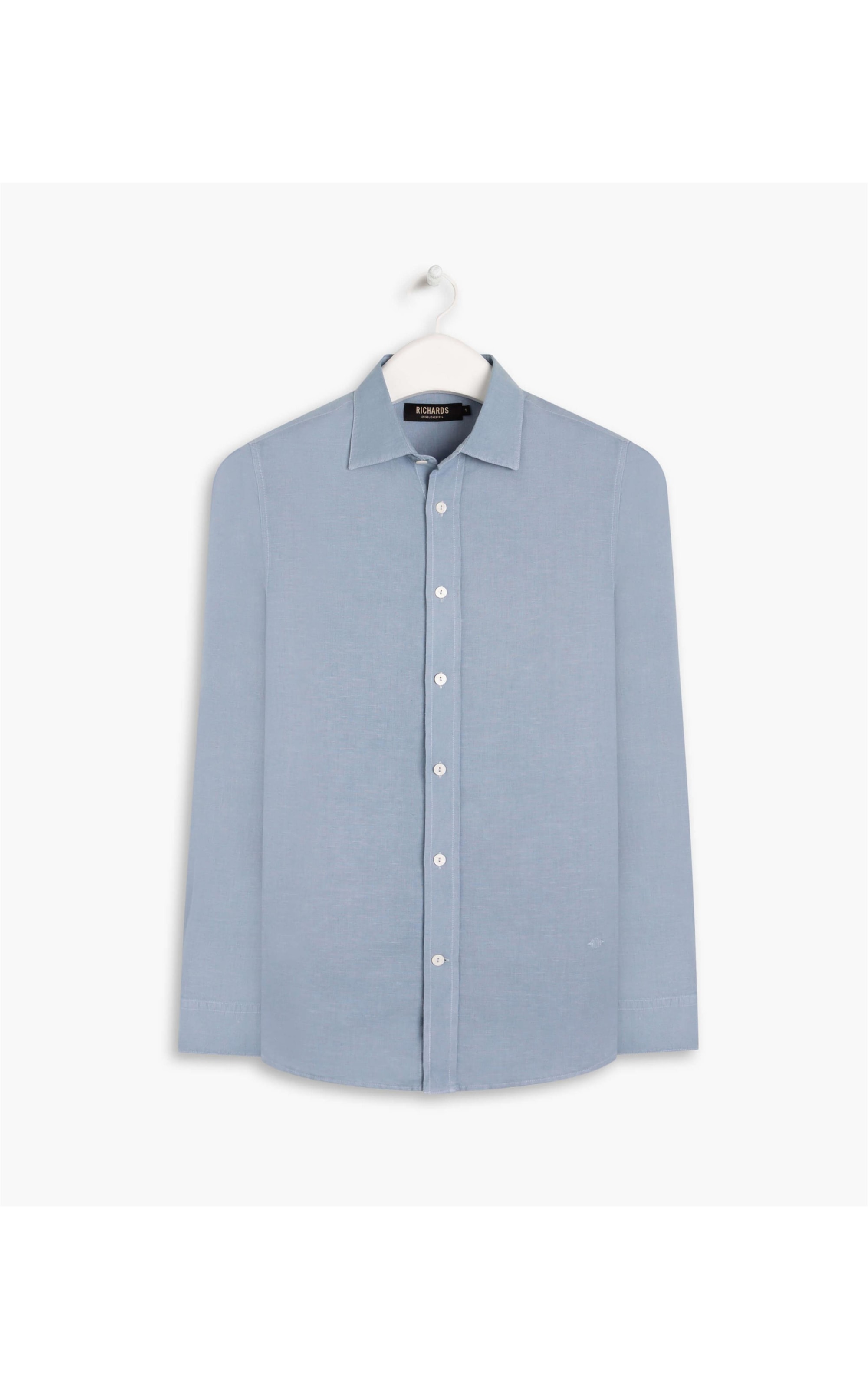 Camisa Linho  Tinturada  Ml Masculino Azul Chofer