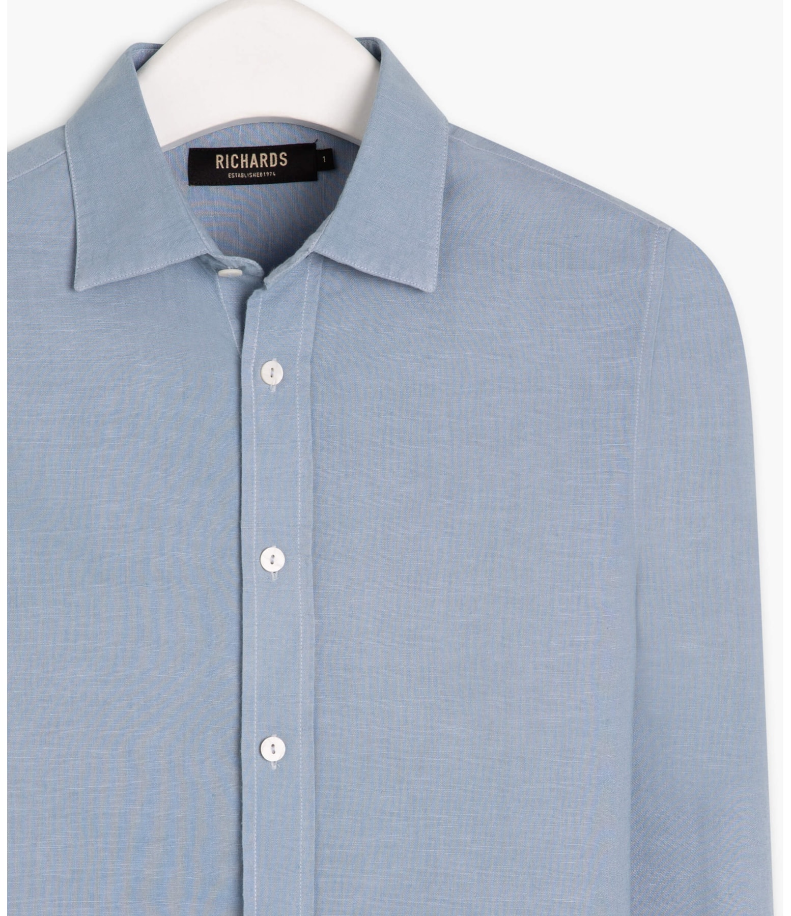 Camisa Linho  Tinturada  Ml Masculino Azul Chofer