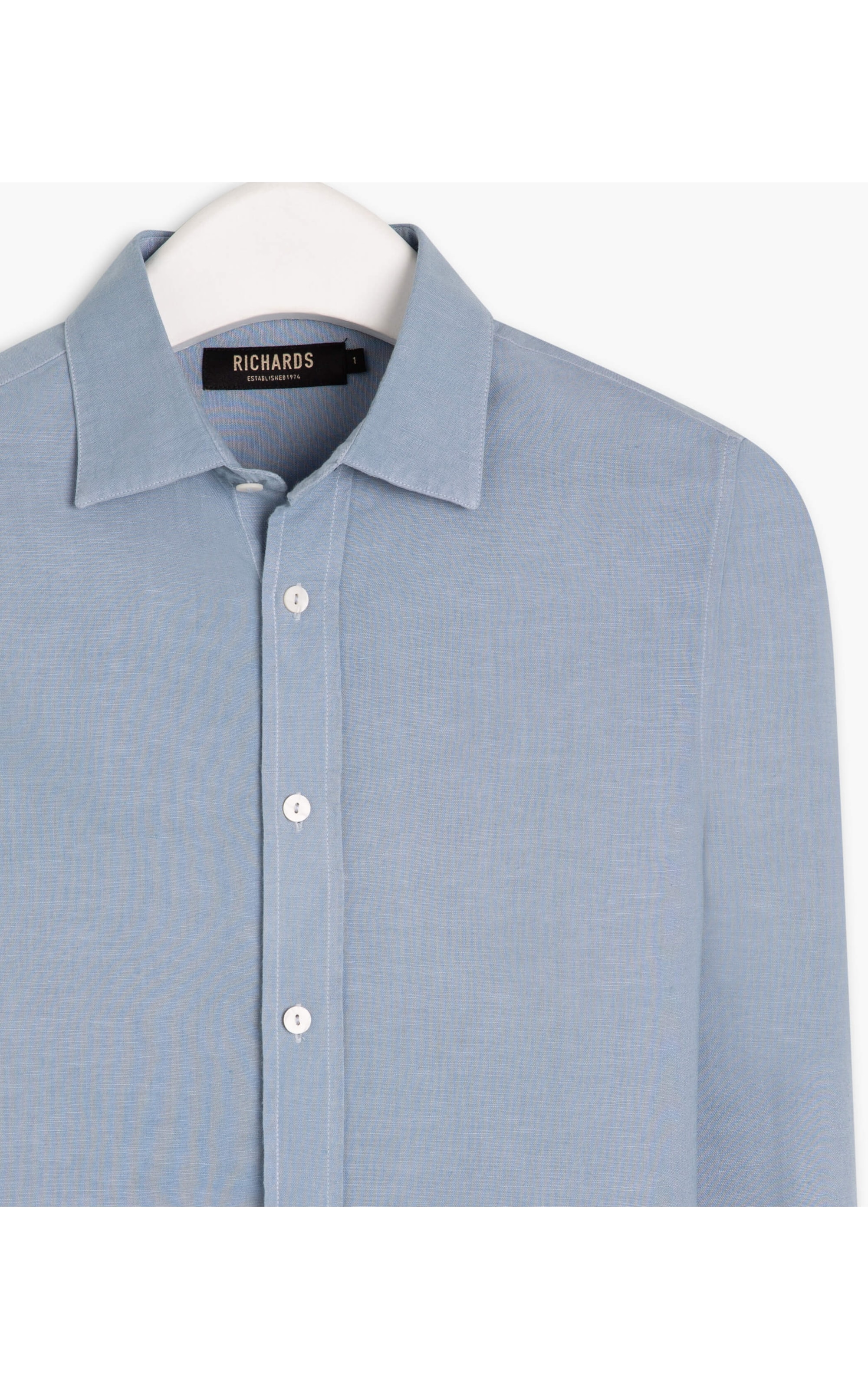 Camisa Linho  Tinturada  Ml Masculino Azul Chofer