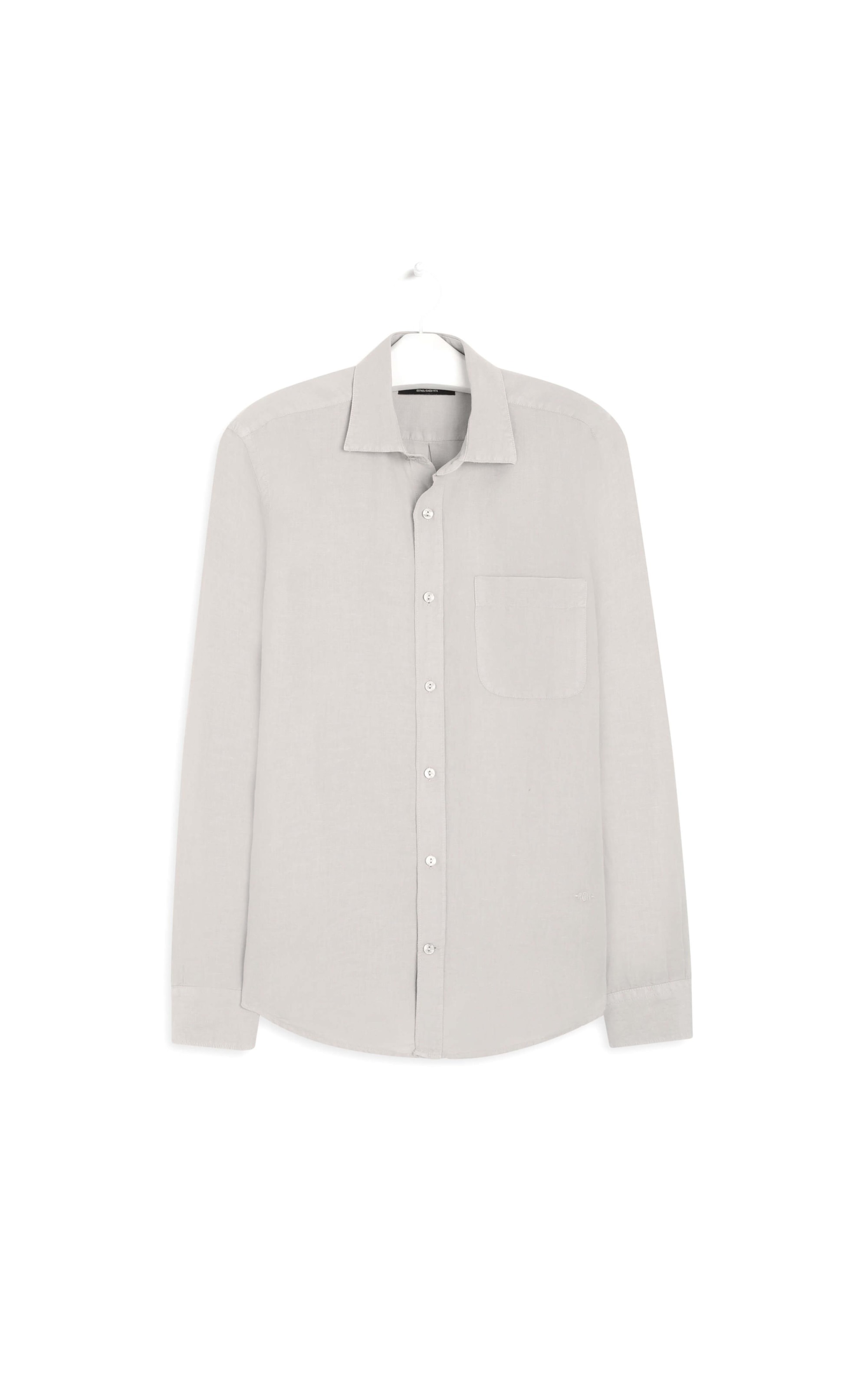 Camisa Linho  Tinturada  Ml Masculino Cinza Claro