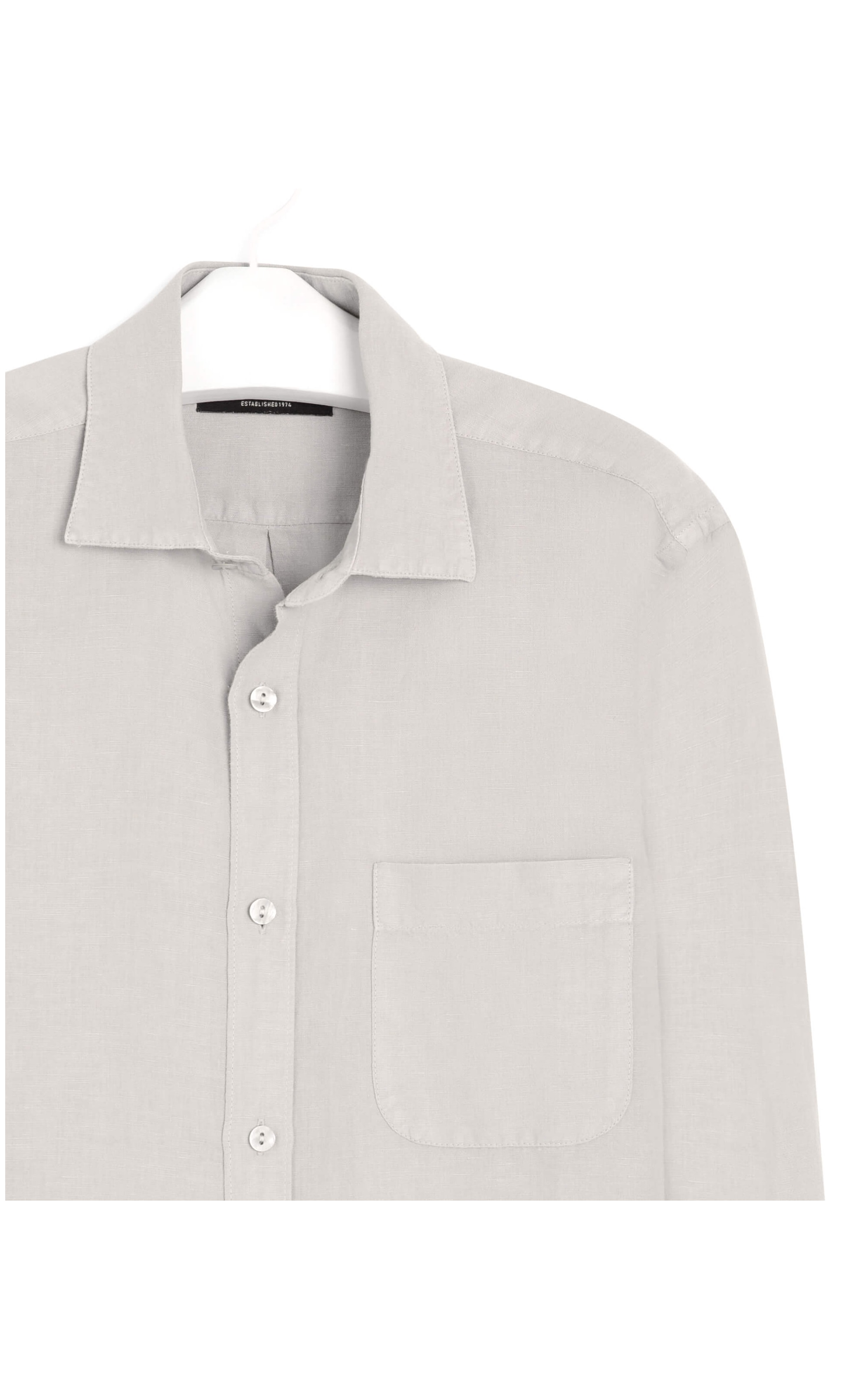 Camisa Linho  Tinturada  Ml Masculino Cinza Claro