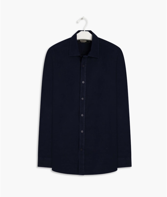 Camisa Linho  Tinturada  Ml Masculino Dark Navy