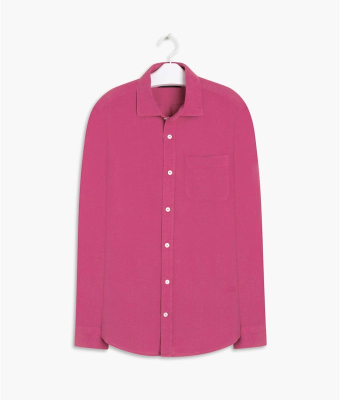 Camisa Linho  Tinturada  Ml Masculino Magenta