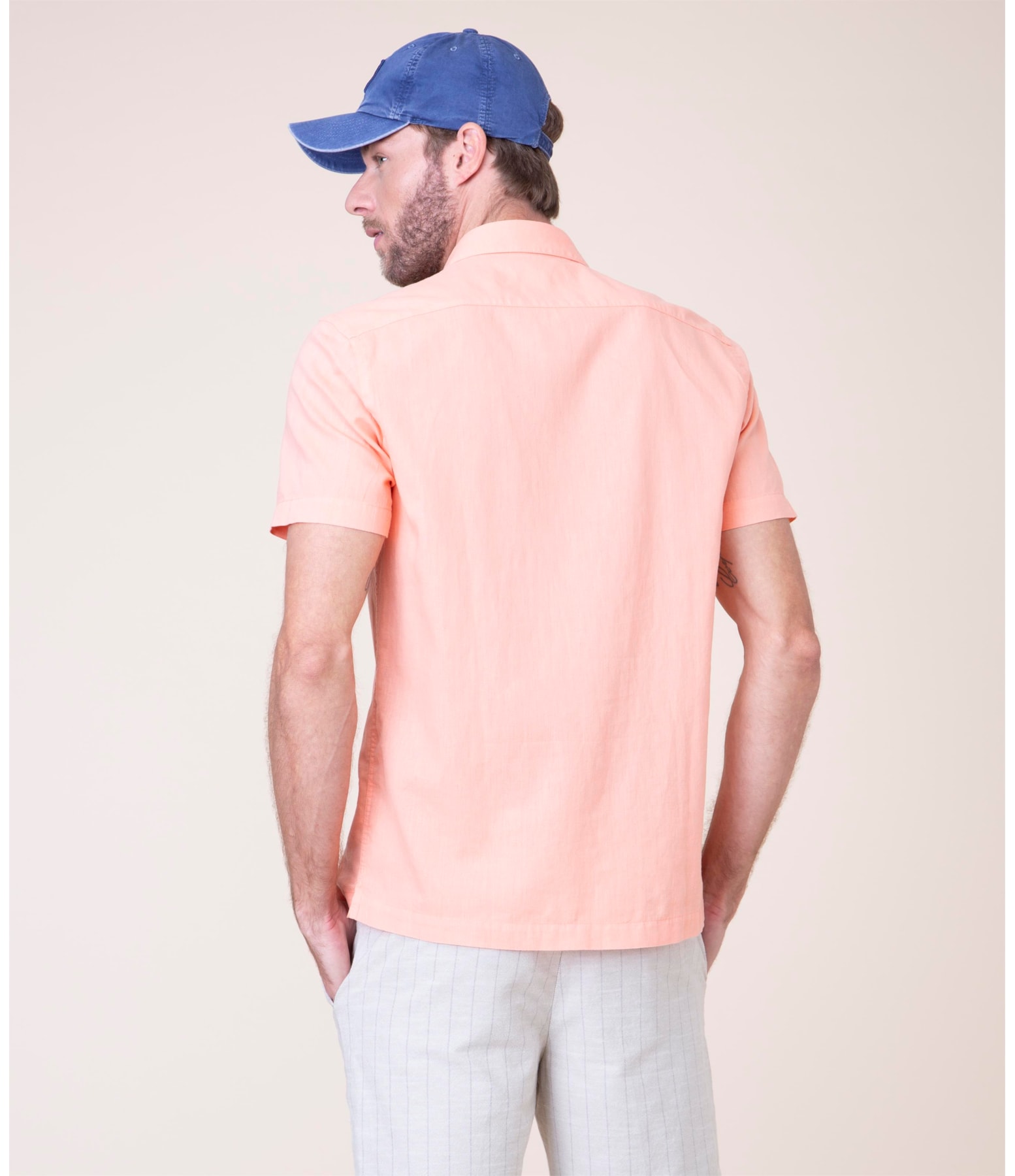 Camisa Linho  Tinturada Salmao