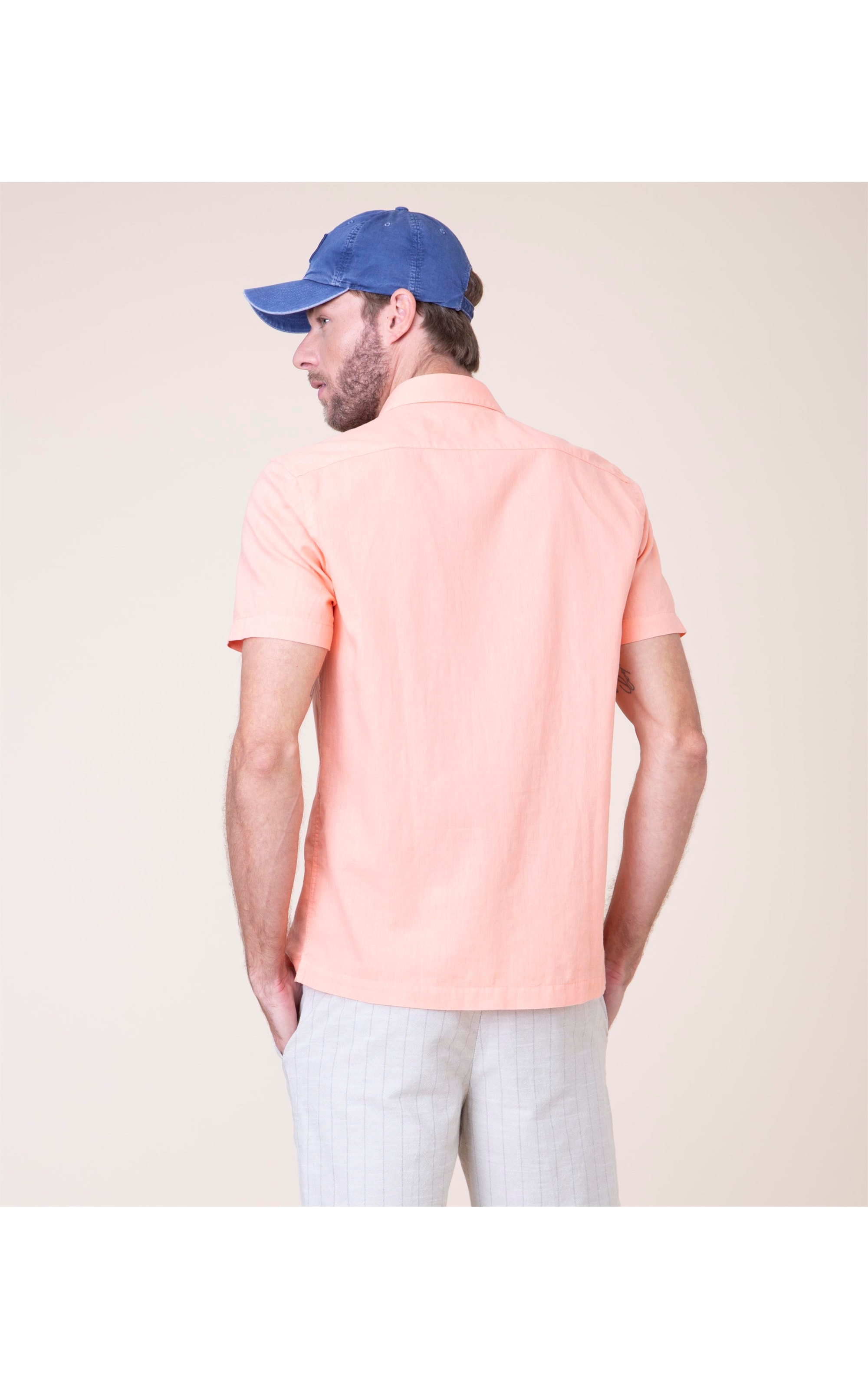 Camisa Linho  Tinturada Salmao