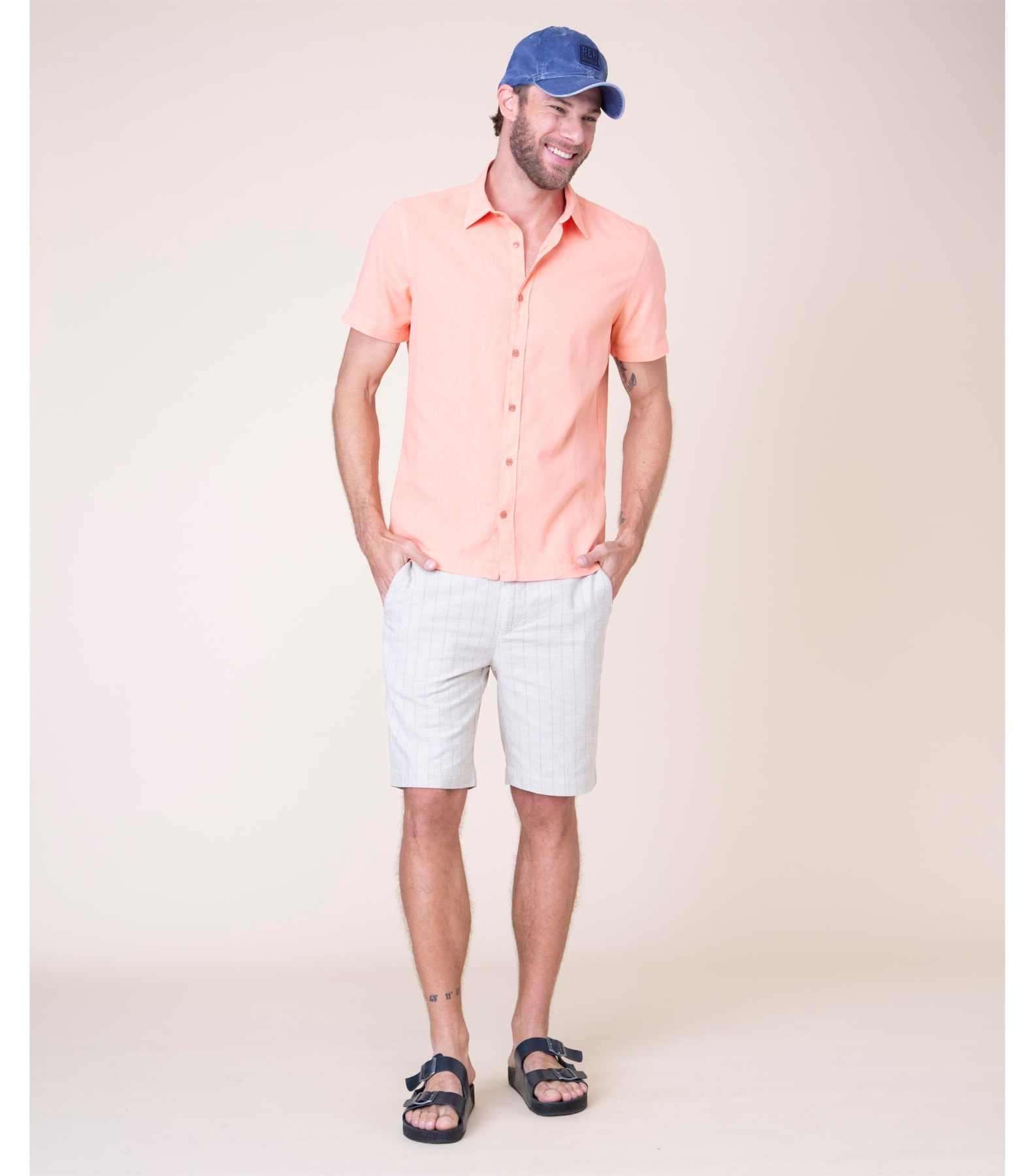 Camisa Linho  Tinturada Salmao