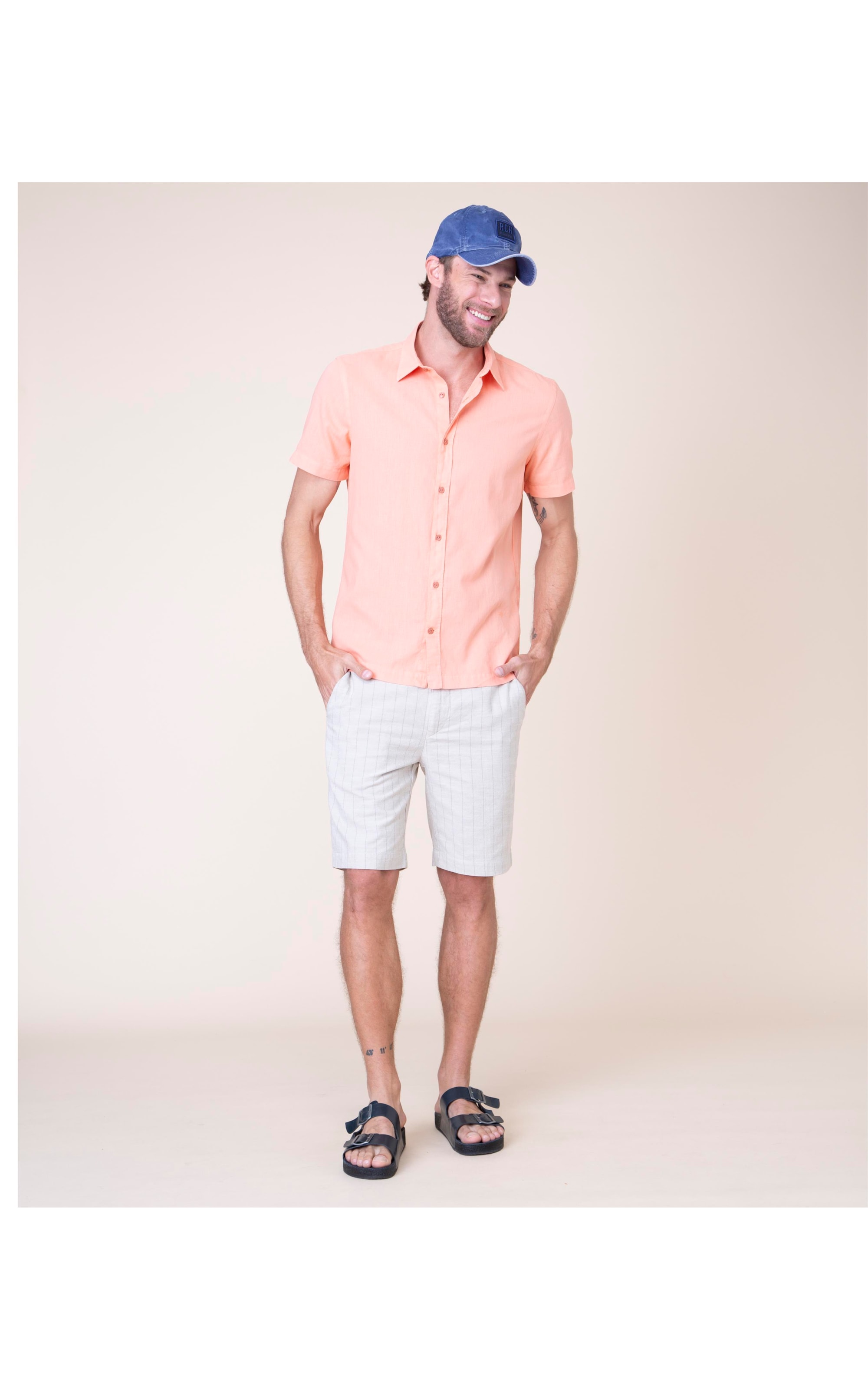 Camisa Linho  Tinturada Salmao