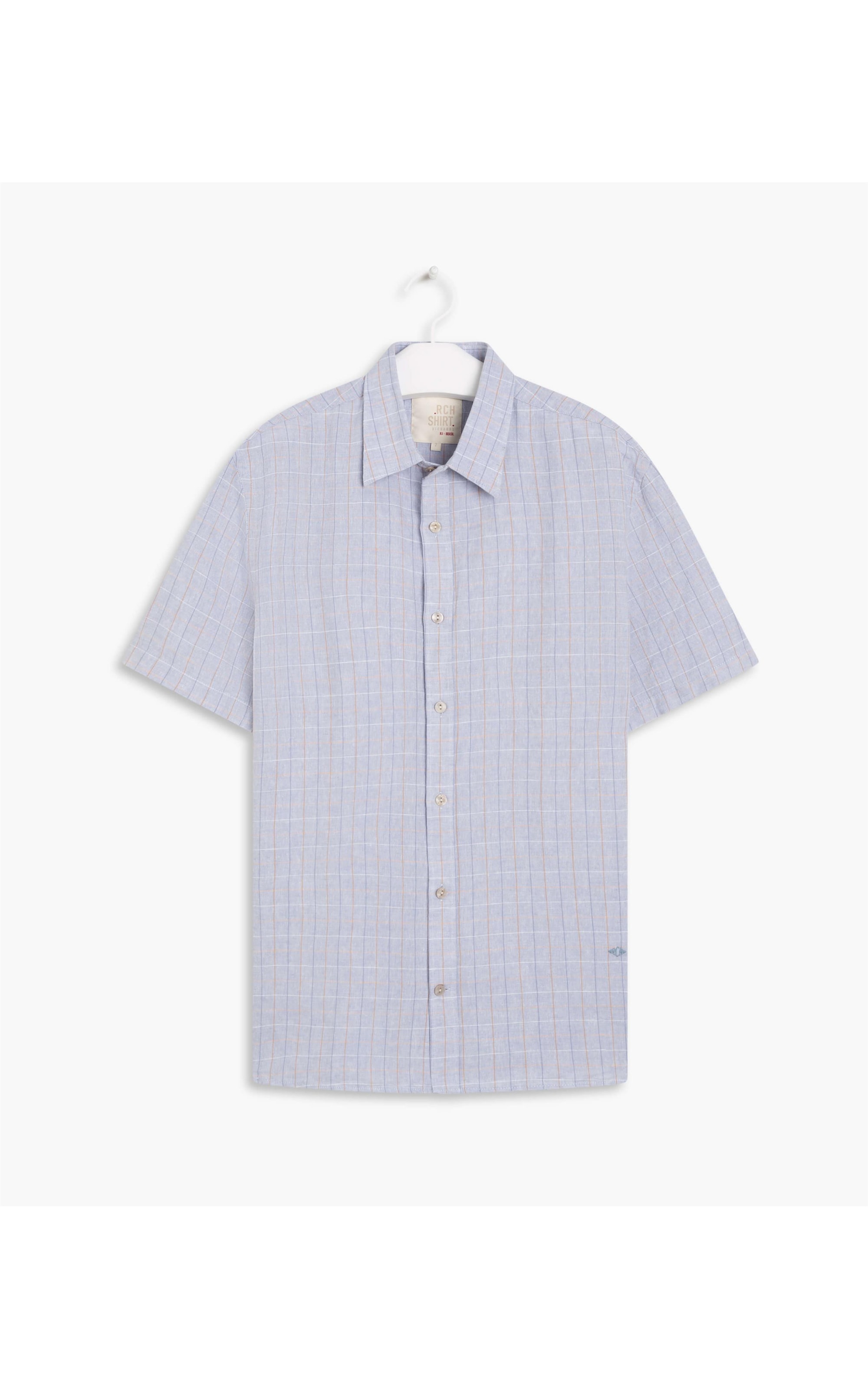 Camisa Linho  Tony Xadrez Mc Azul Claro