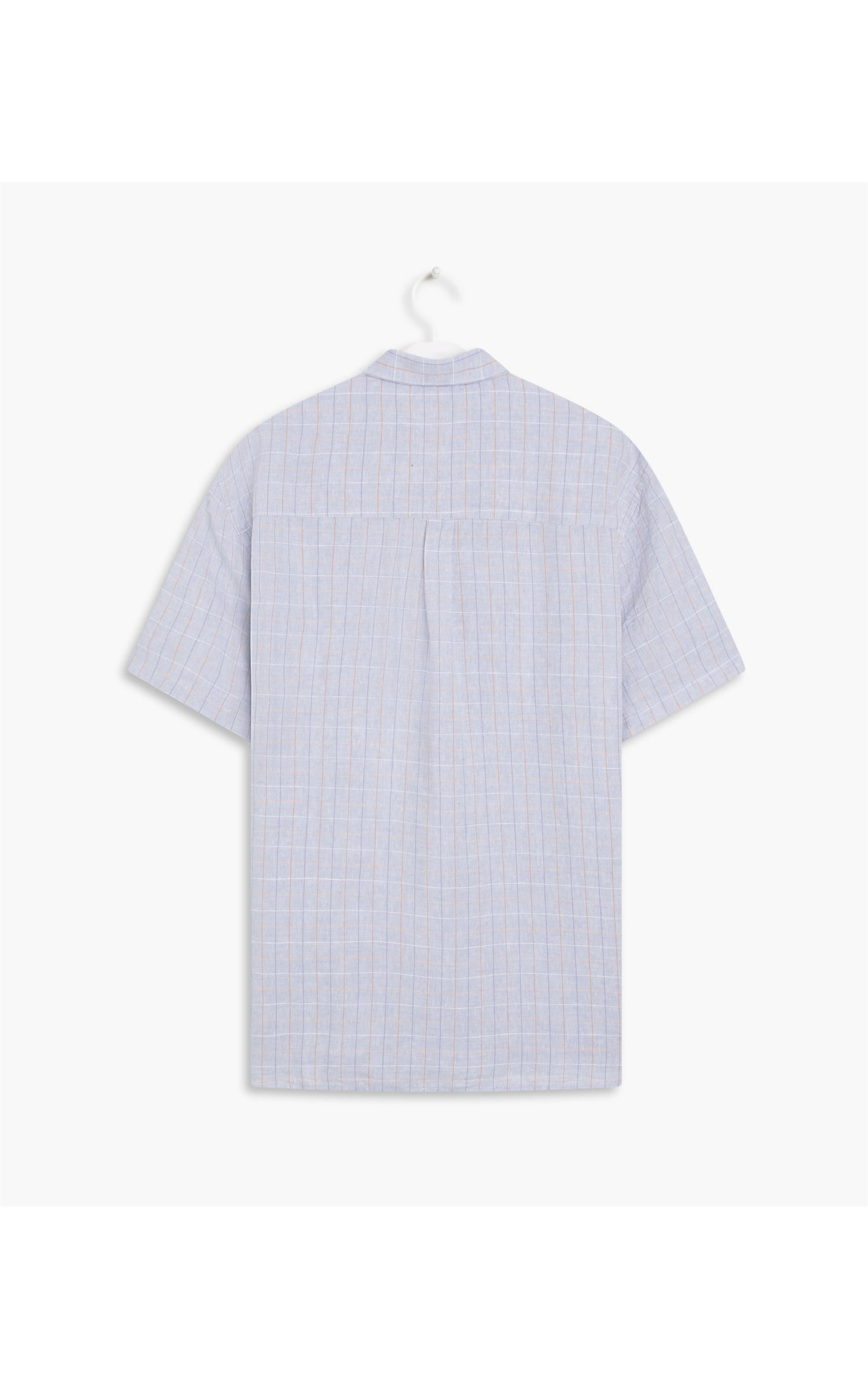 Camisa Linho  Tony Xadrez Mc Azul Claro