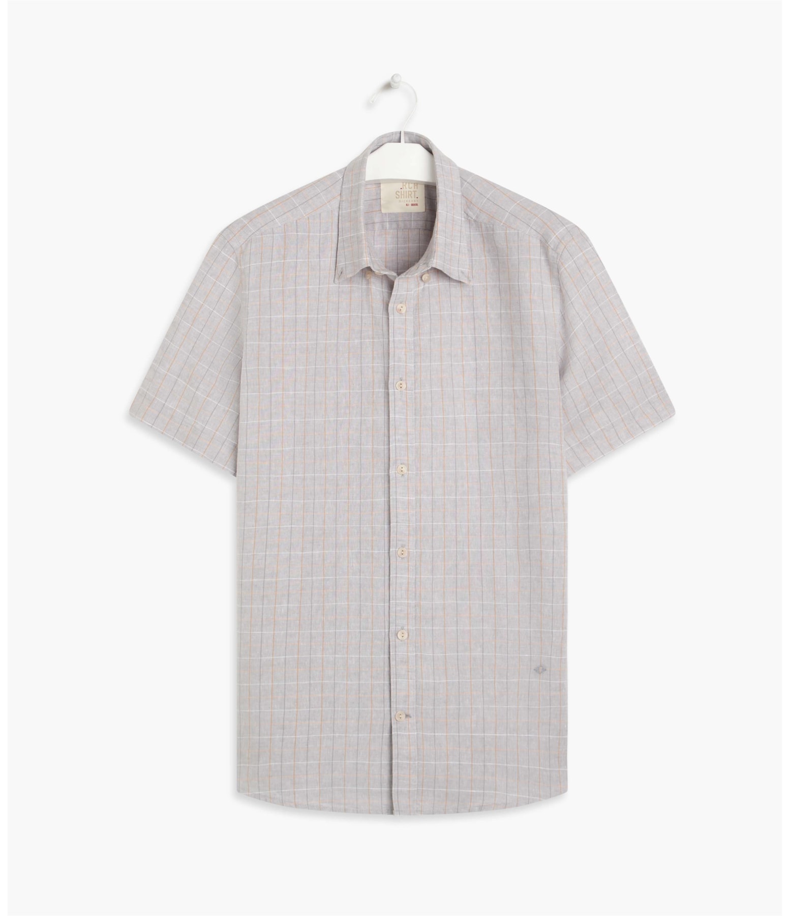 Camisa Linho  Tony Xadrez Mc Cinza Claro