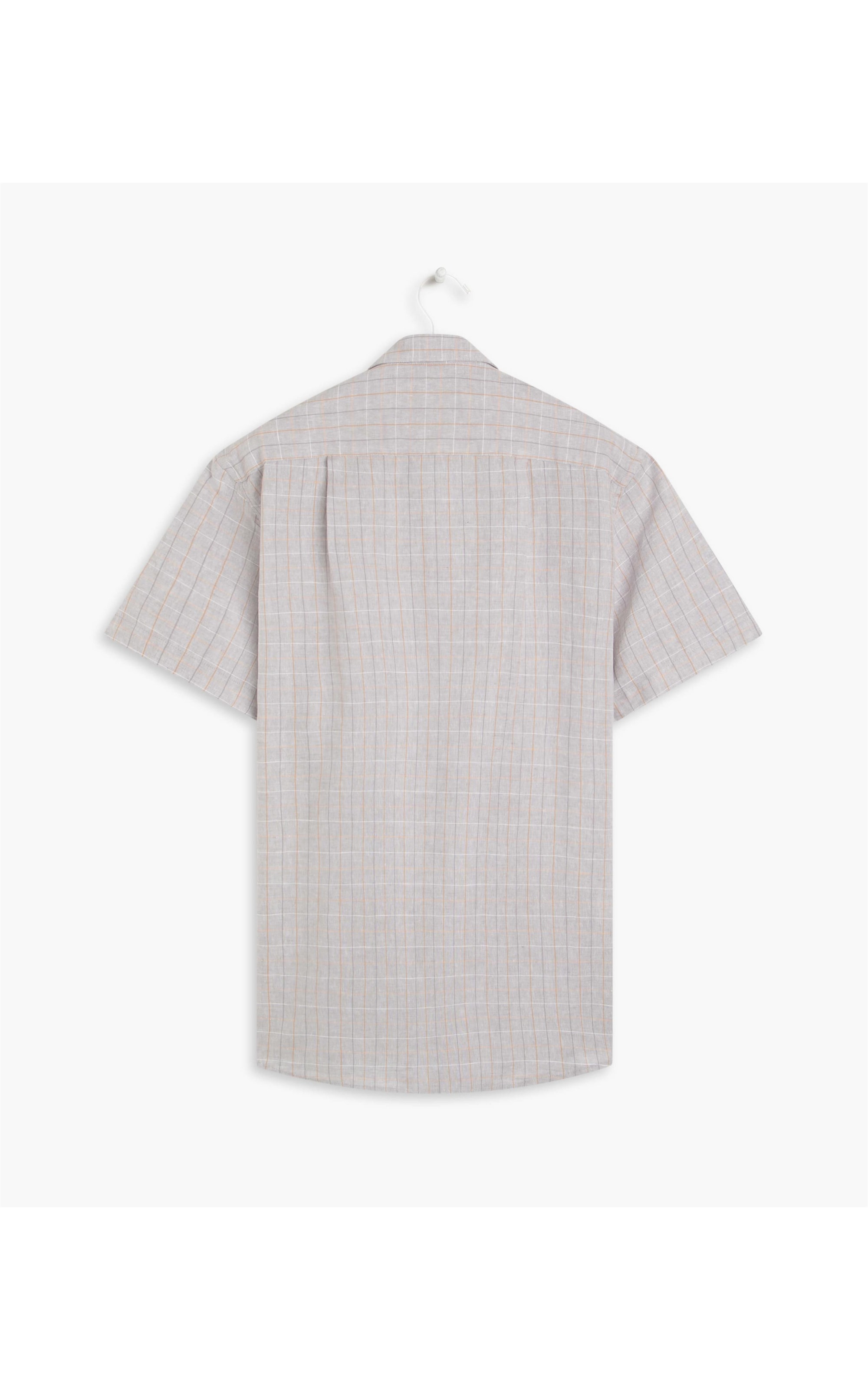 Camisa Linho  Tony Xadrez Mc Cinza Claro