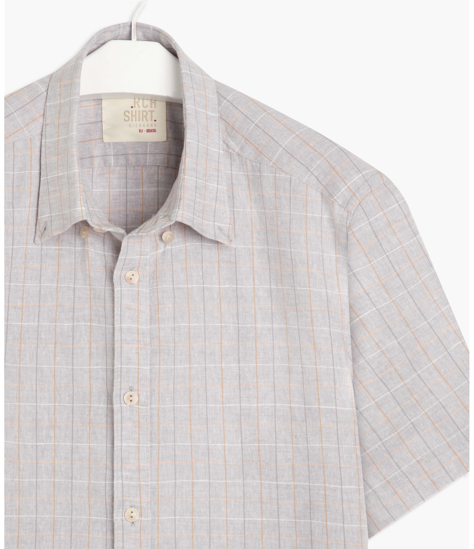 Camisa Linho  Tony Xadrez Mc Cinza Claro