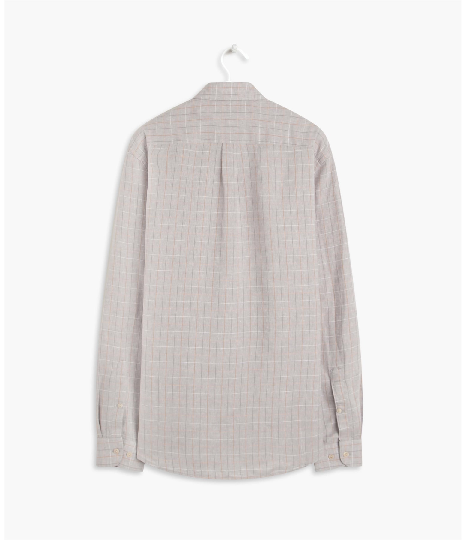 Camisa Linho  Tony Xadrez Ml Cinza Claro