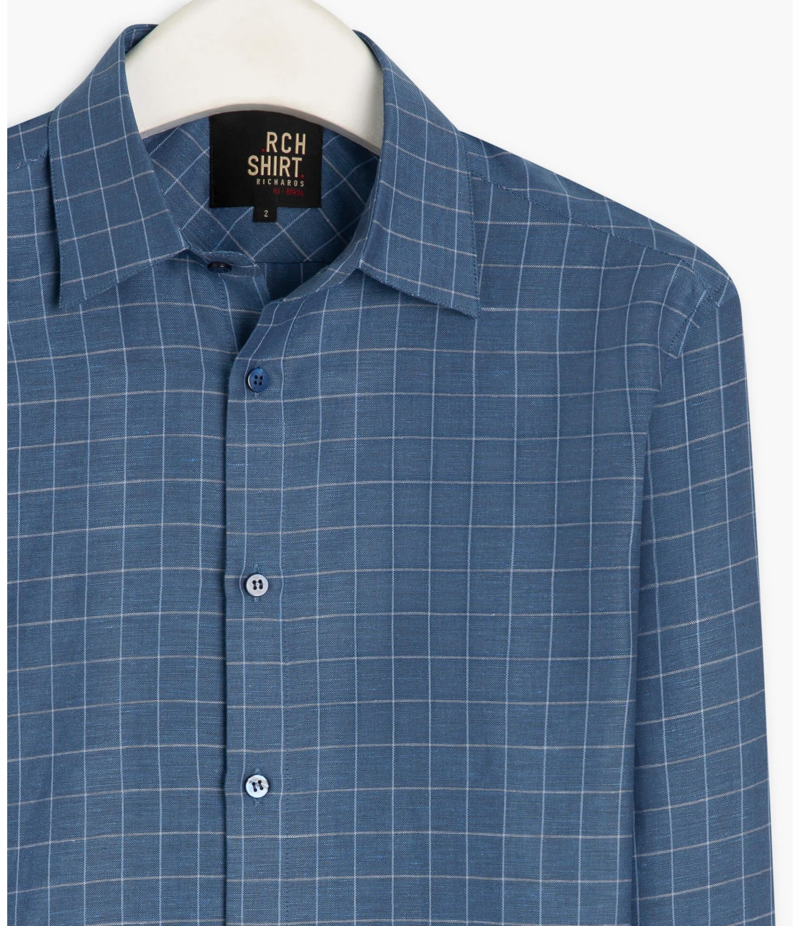 Camisa Linho  Traveller Xadrez Samuel Ml Marinho
