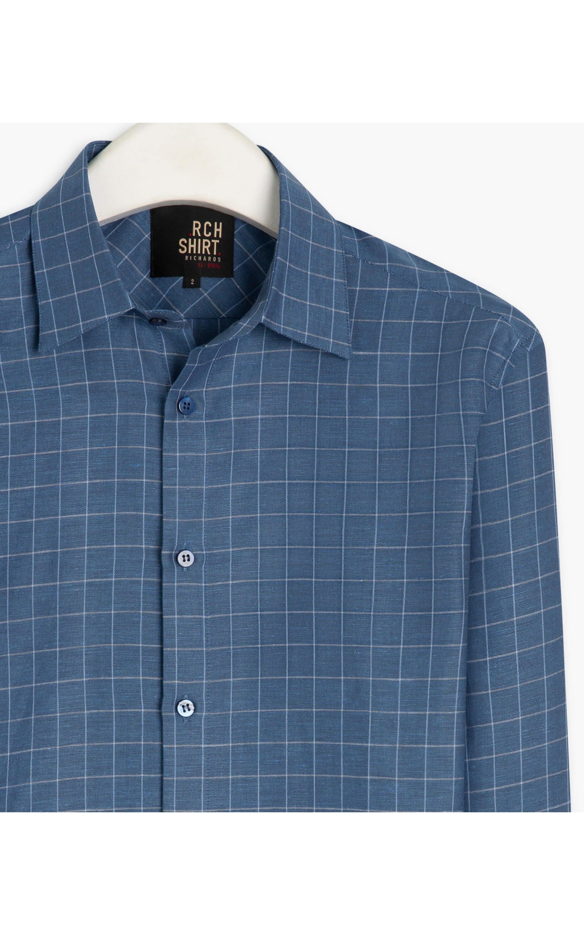 Camisa Linho  Traveller Xadrez Samuel Ml Marinho