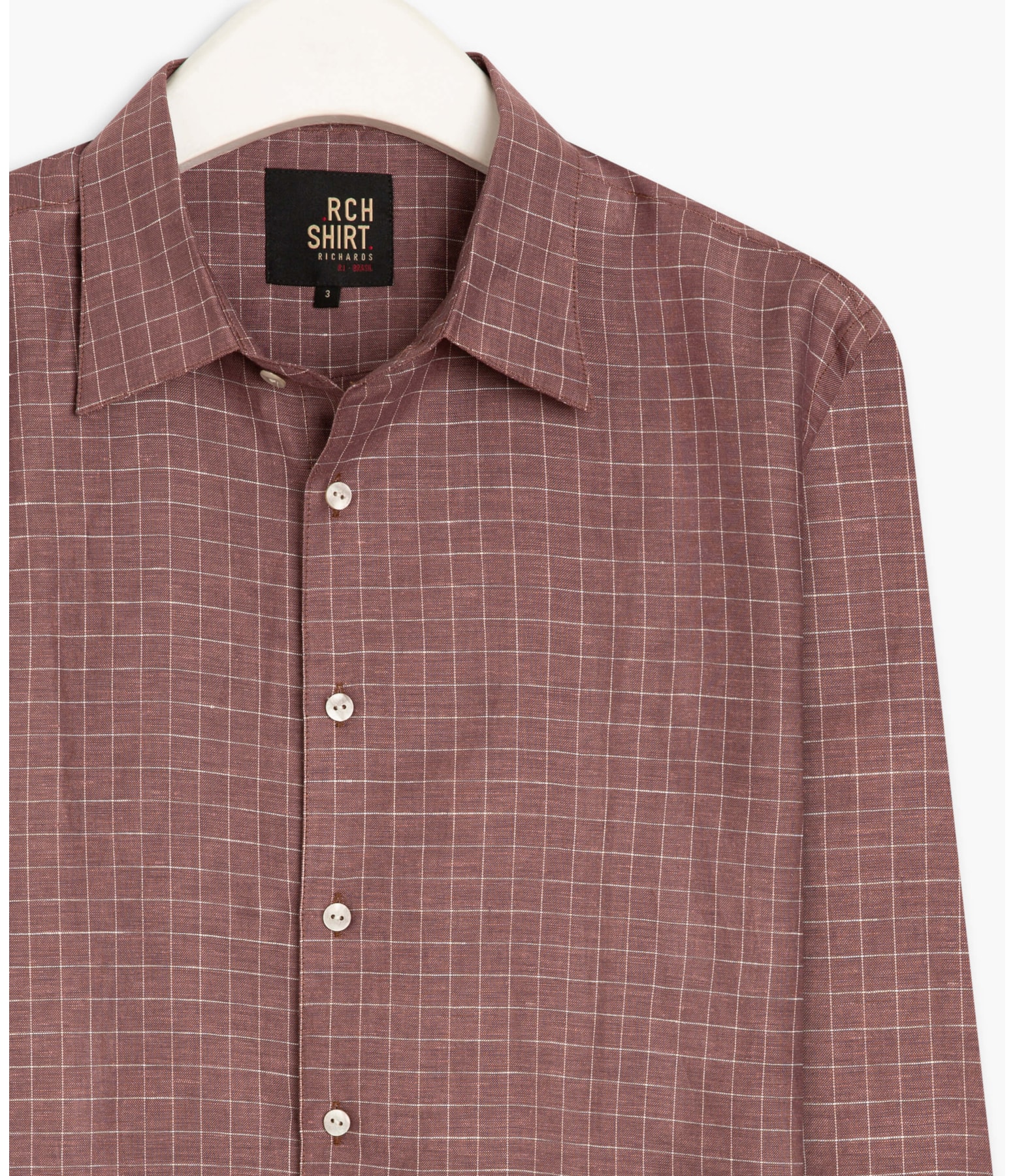 Camisa Linho  Traveller Xadrez Samuel Ml Vinho
