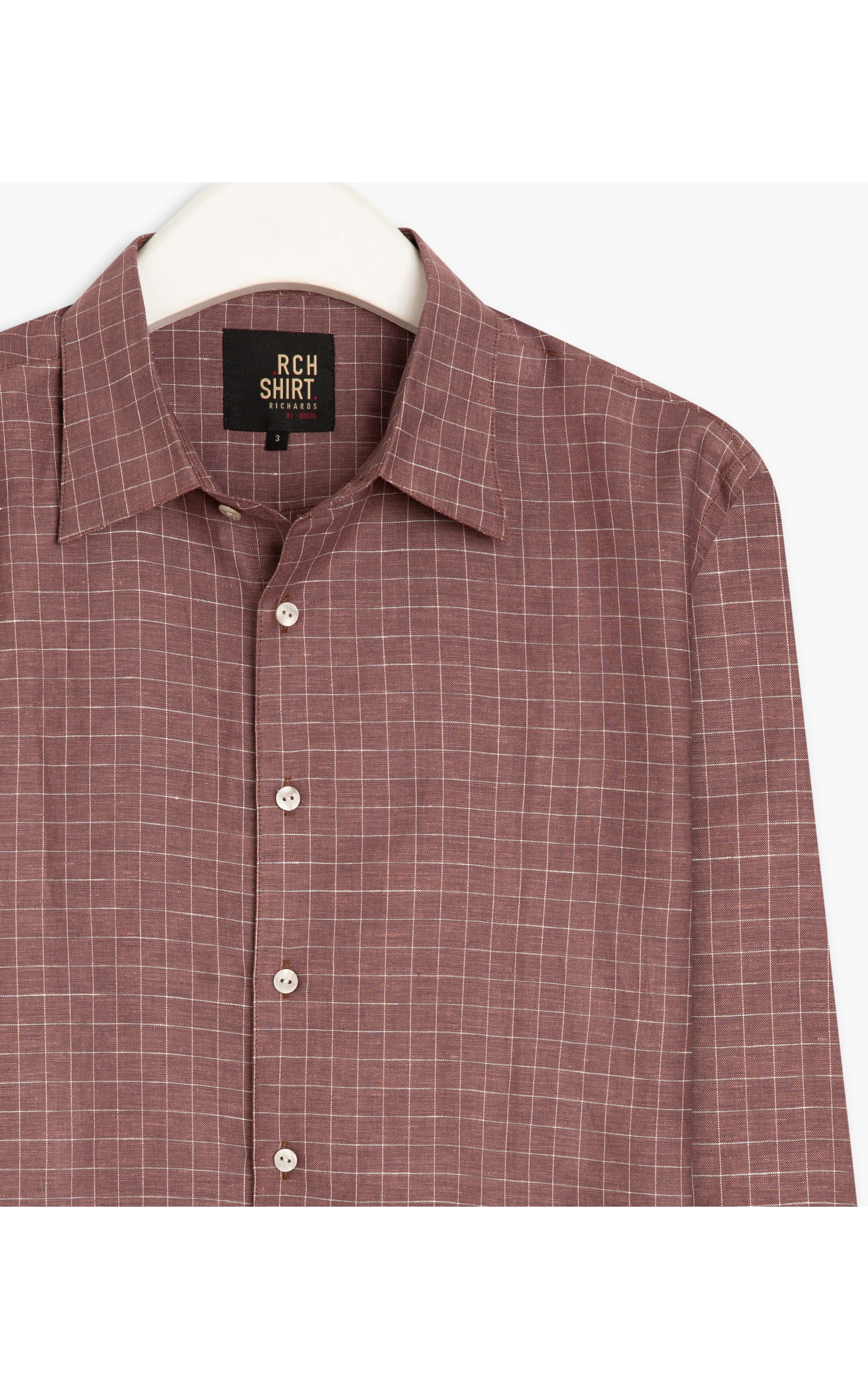 Camisa Linho  Traveller Xadrez Samuel Ml Vinho