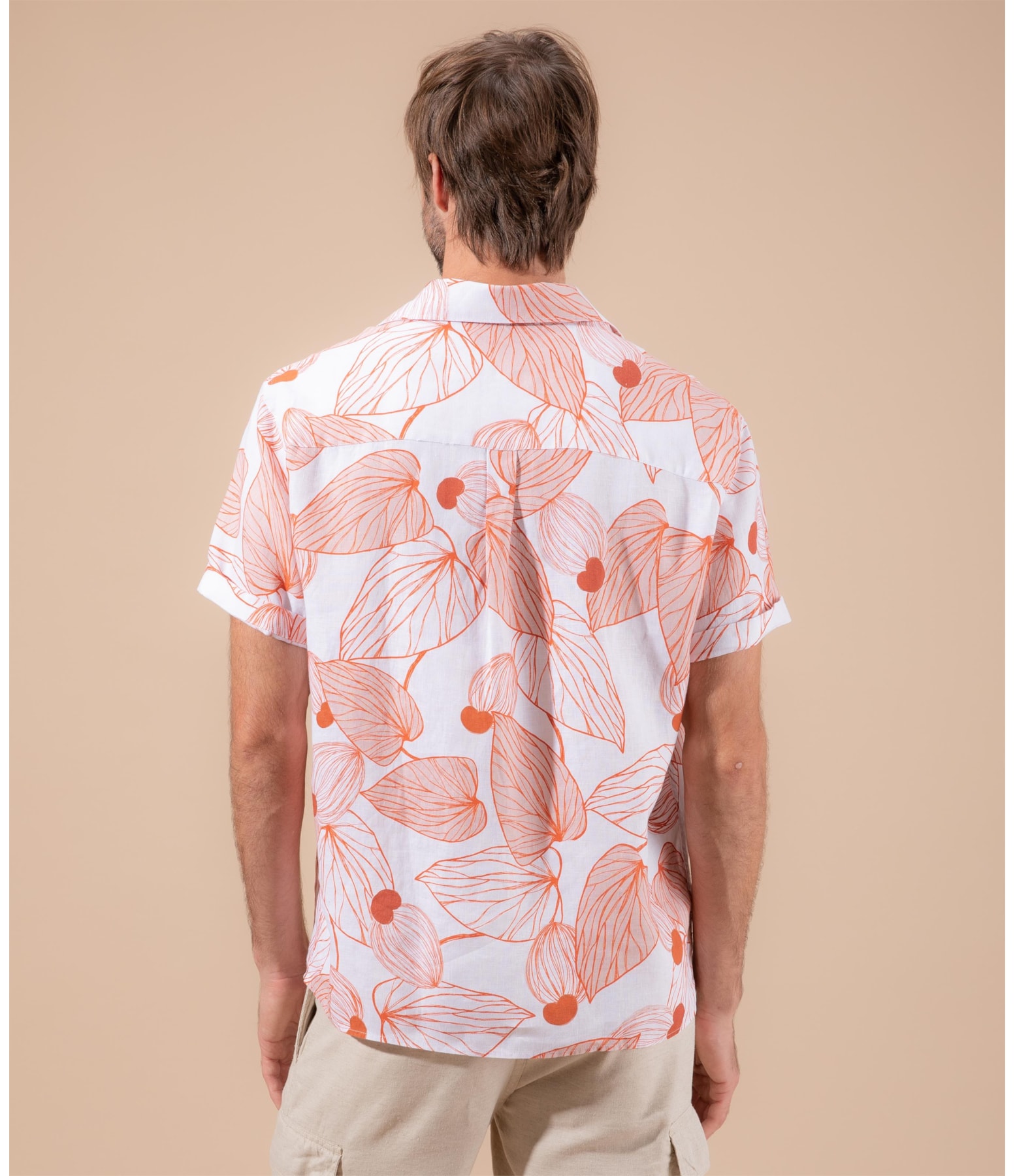 Camisa Linho  Tucano Mono Estampada  Mc Coral