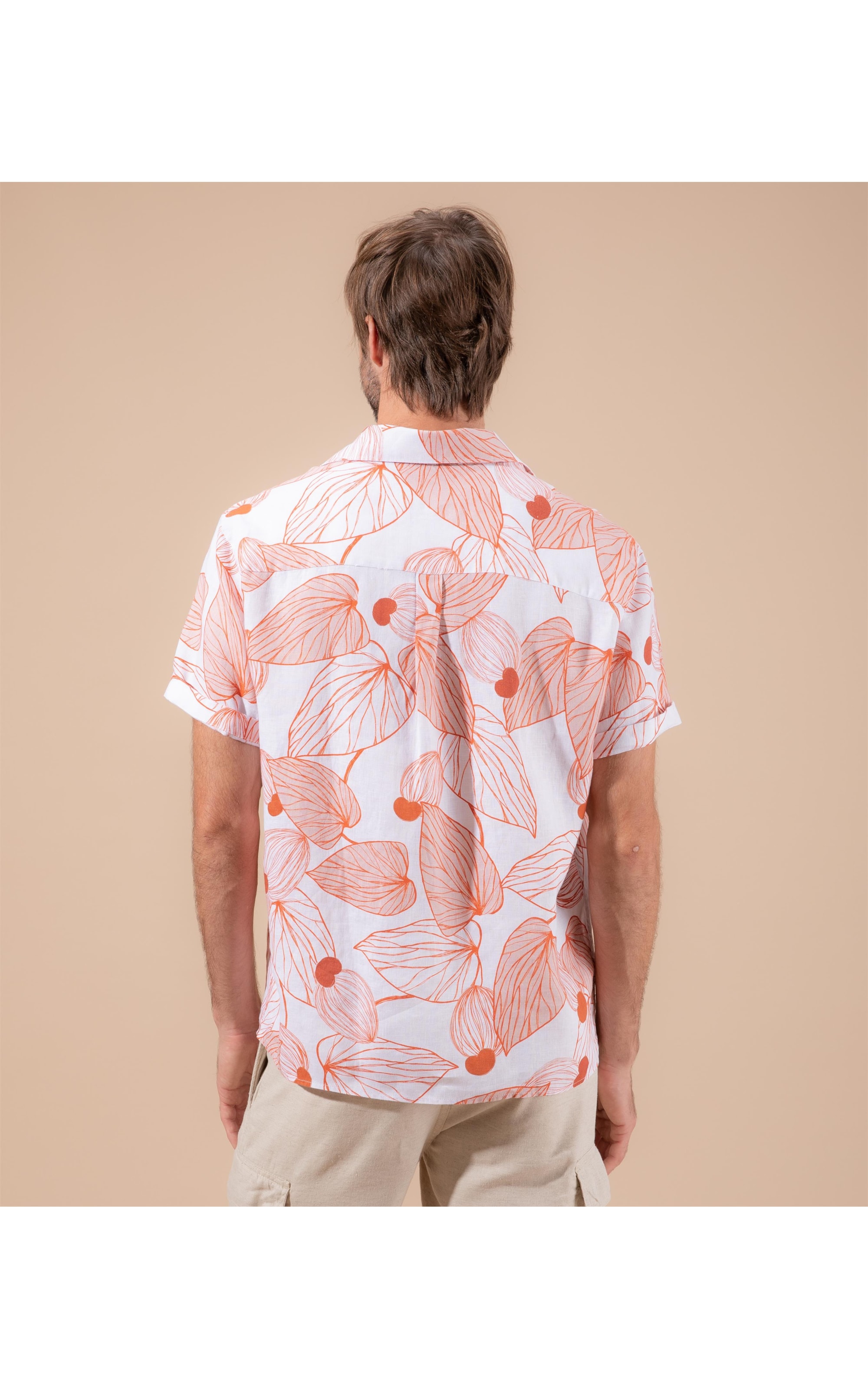 Camisa Linho  Tucano Mono Estampada  Mc Coral