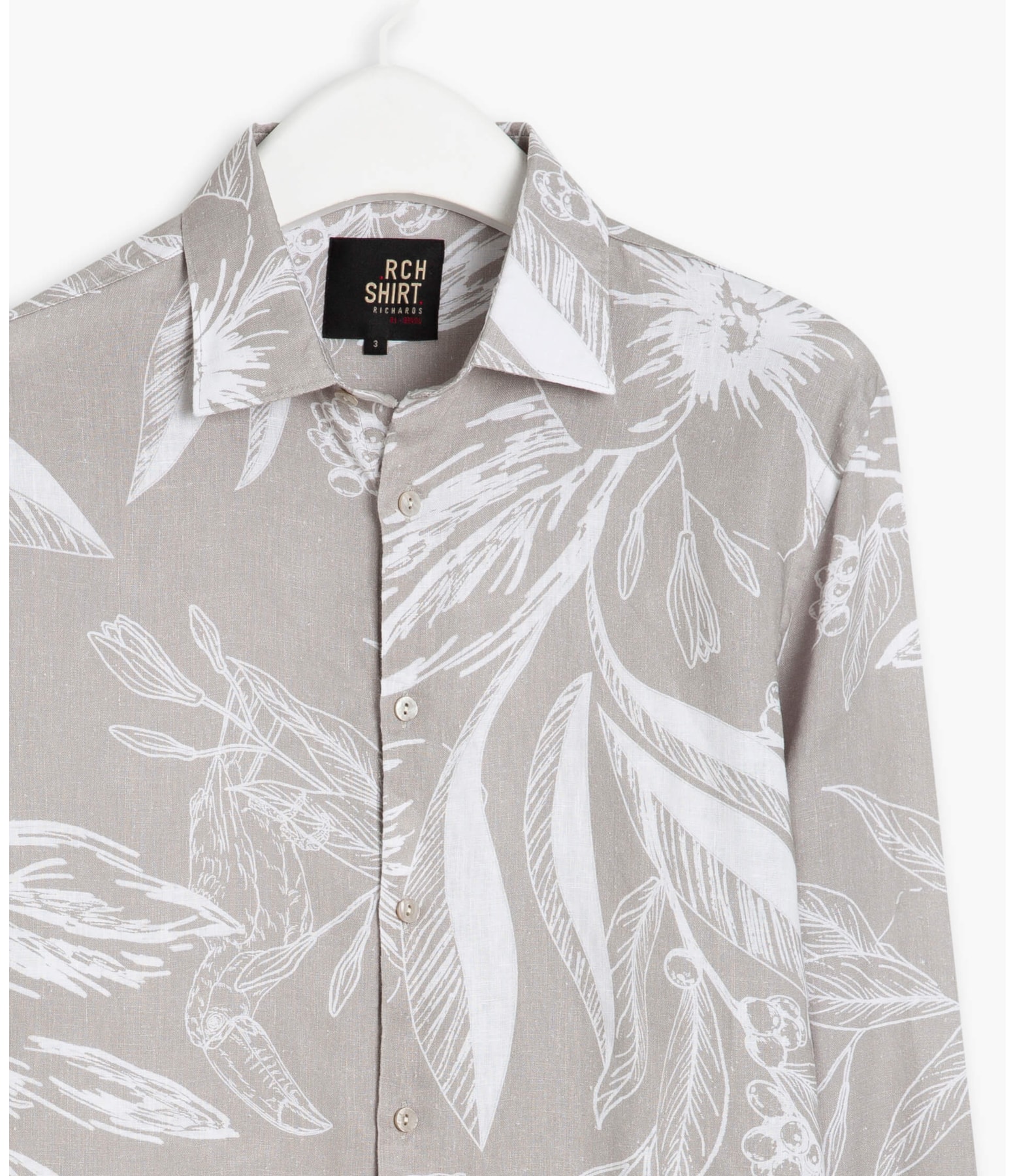 Camisa Linho  Tucano Mono Estampada  Ml Caqui