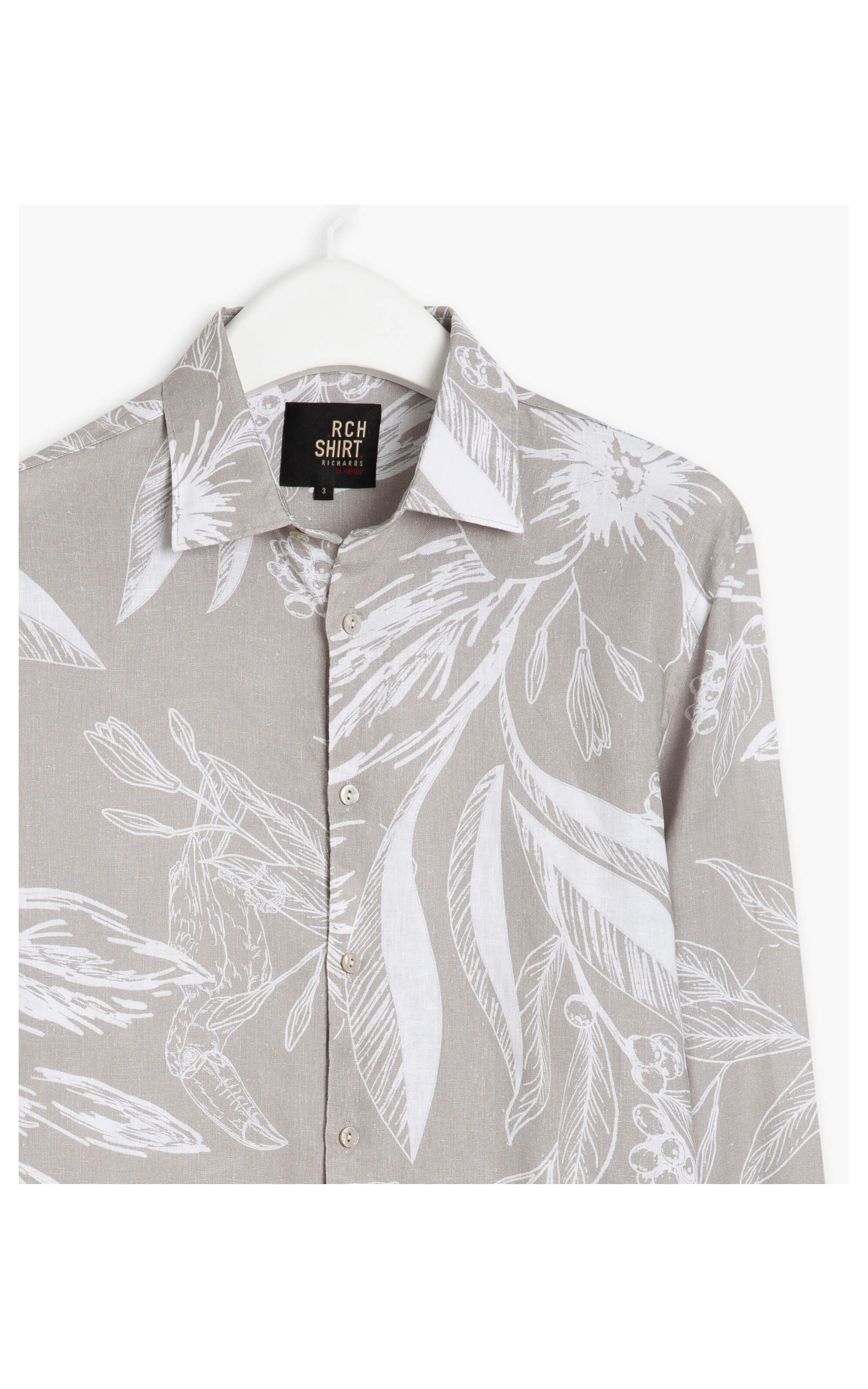 Camisa Linho  Tucano Mono Estampada  Ml Caqui