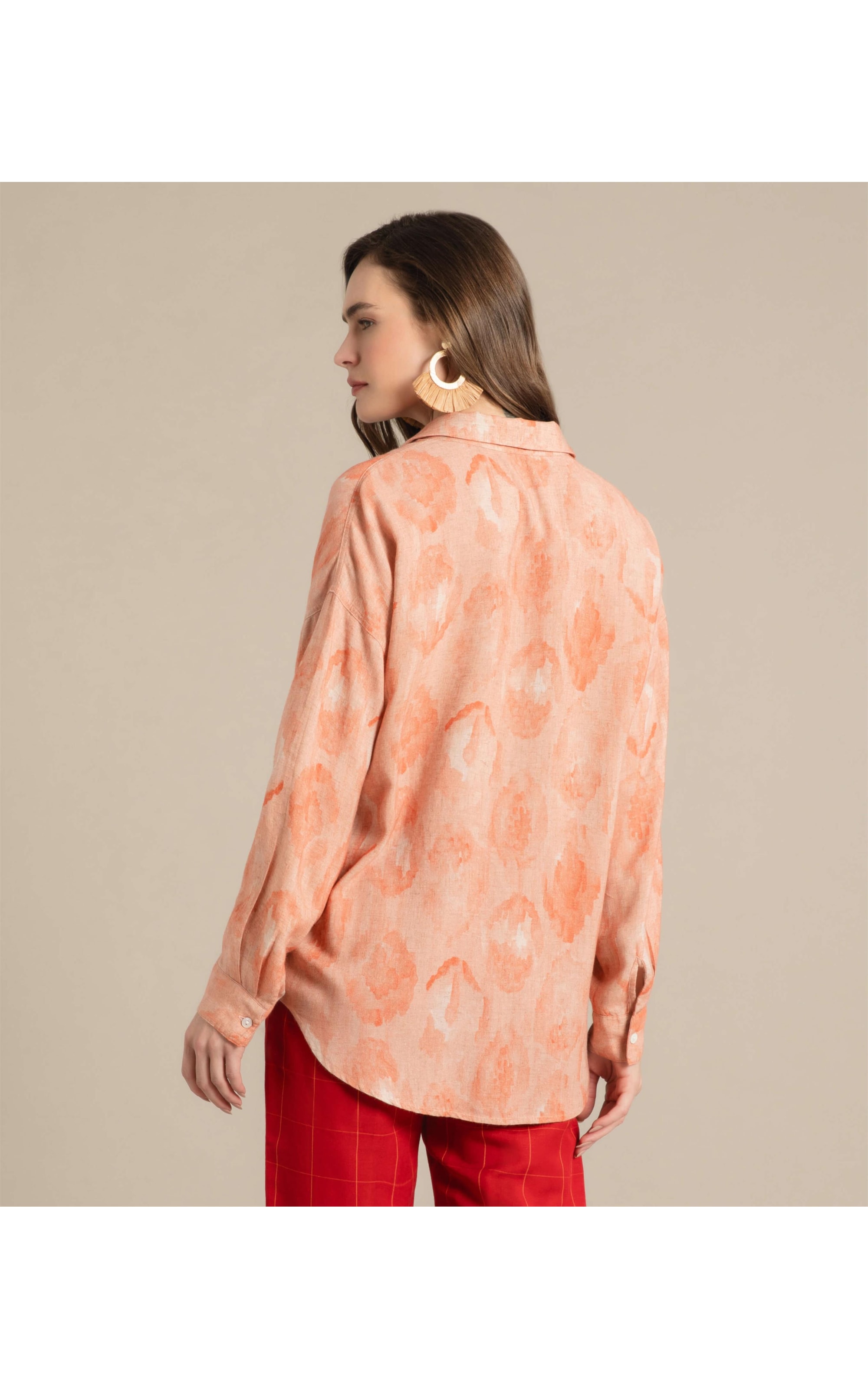 Camisa Linho  Tulipa Fruit Frais Coral