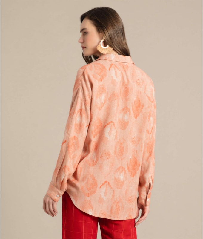 Camisa Linho  Tulipa Fruit Frais Coral
