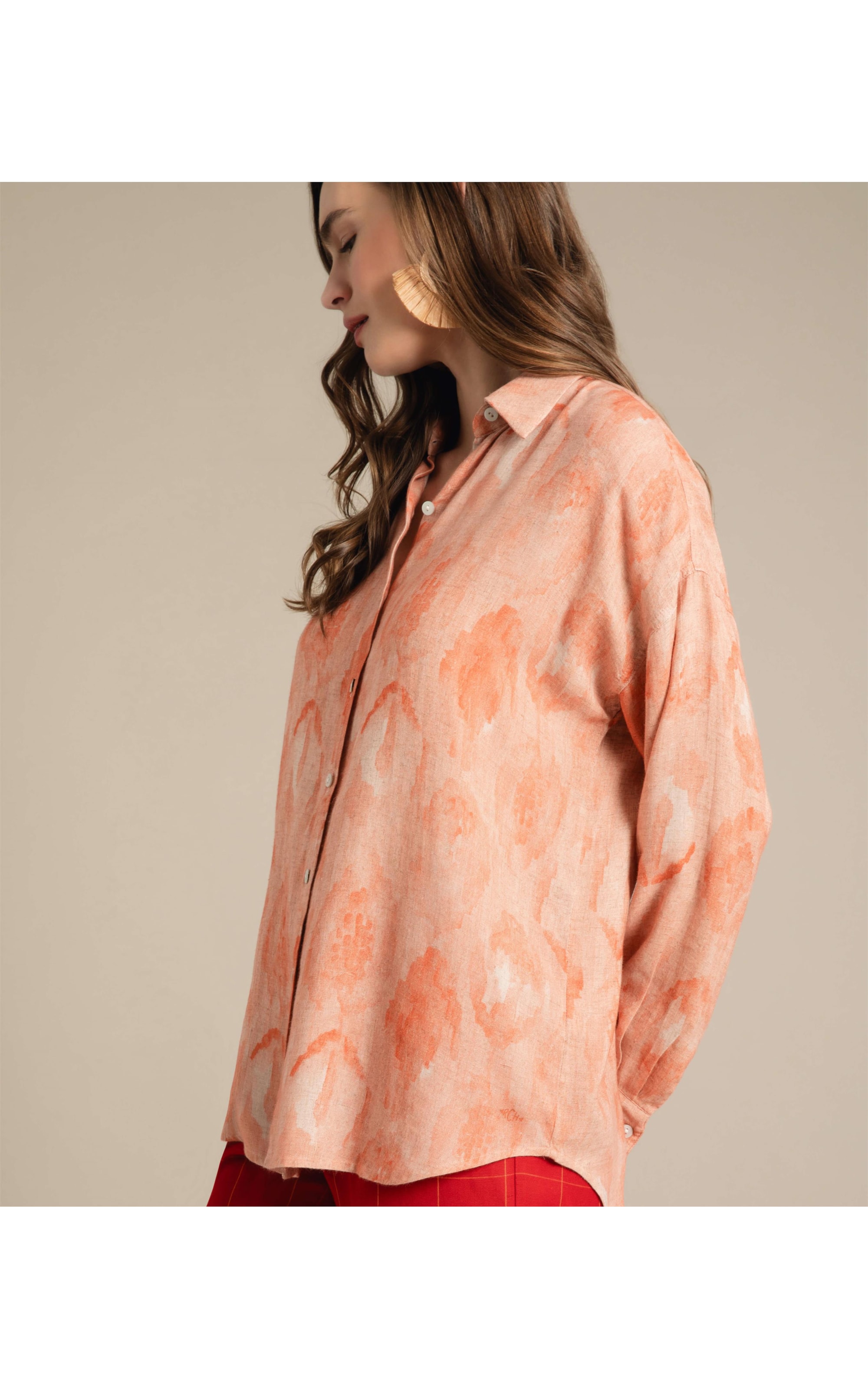 Camisa Linho  Tulipa Fruit Frais Coral