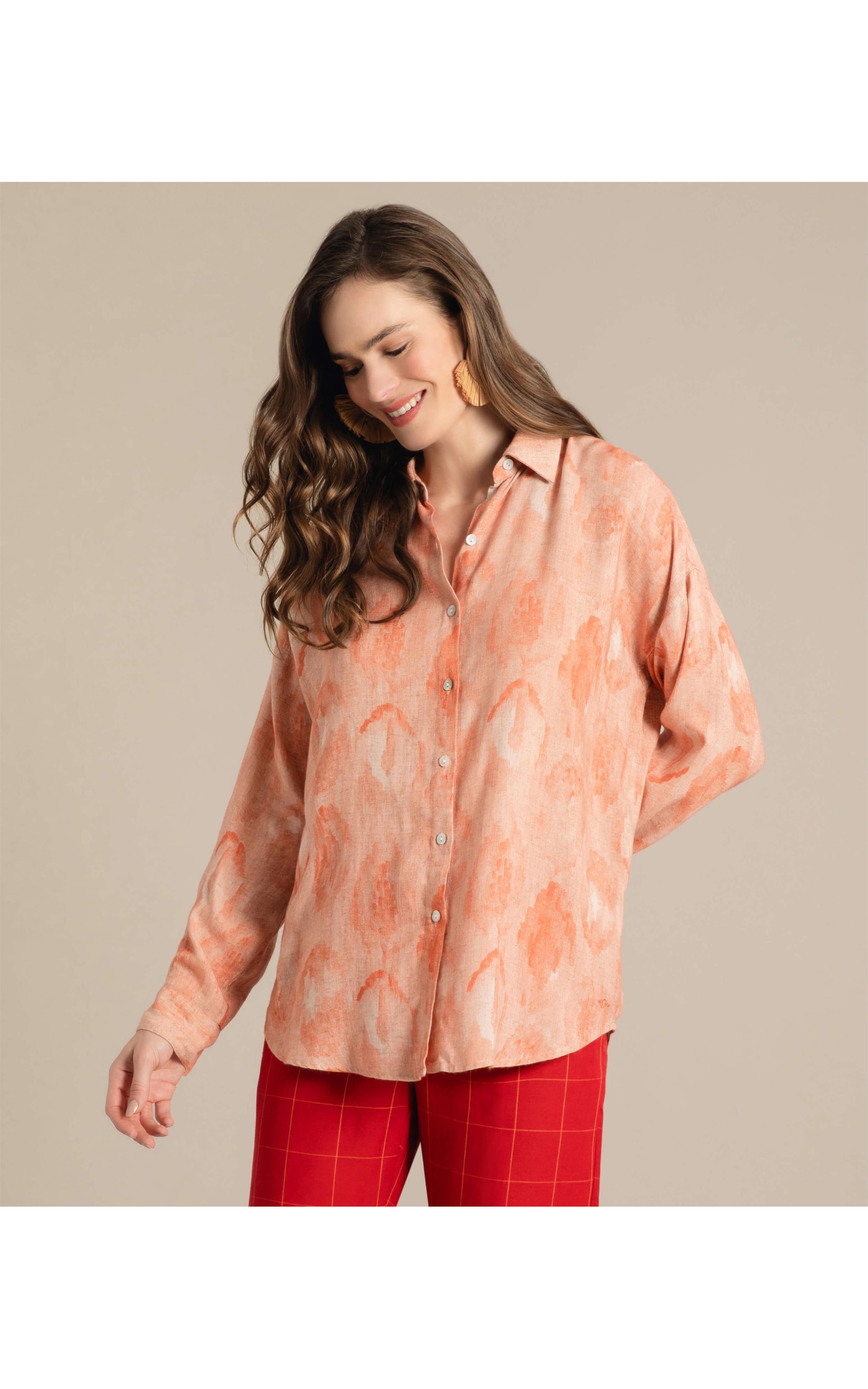 Camisa Linho  Tulipa Fruit Frais Coral