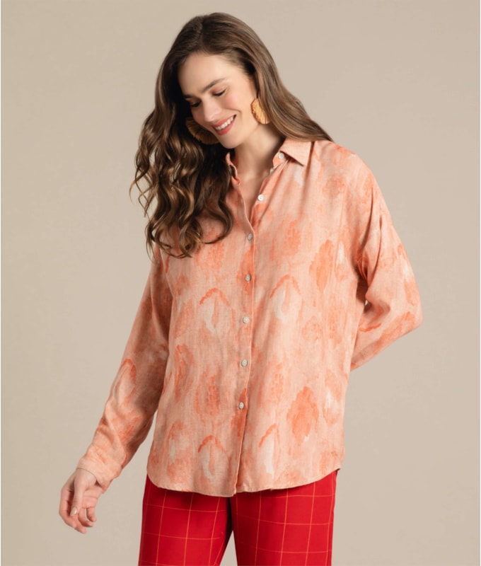 Camisa Linho  Tulipa Fruit Frais Coral