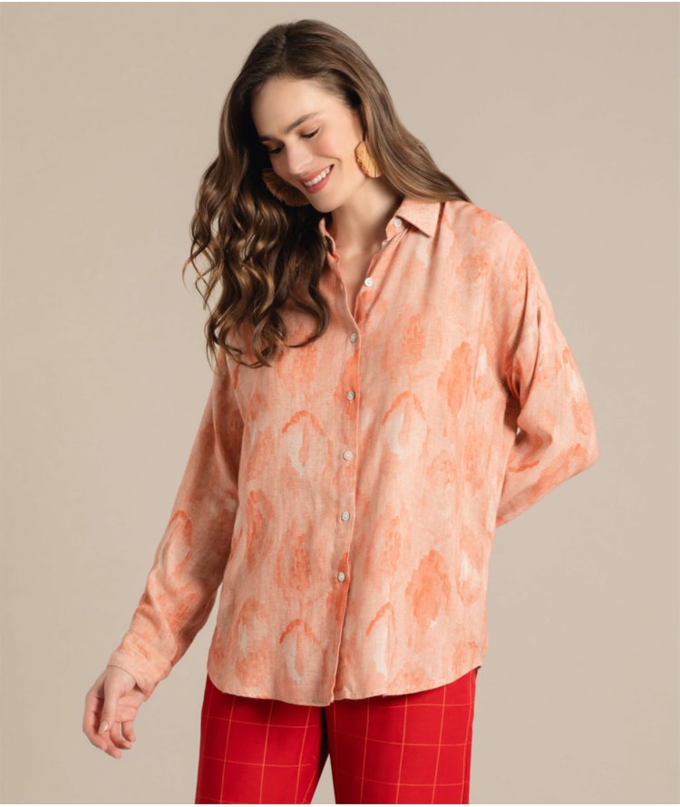Camisa Linho  Tulipa Fruit Frais Coral