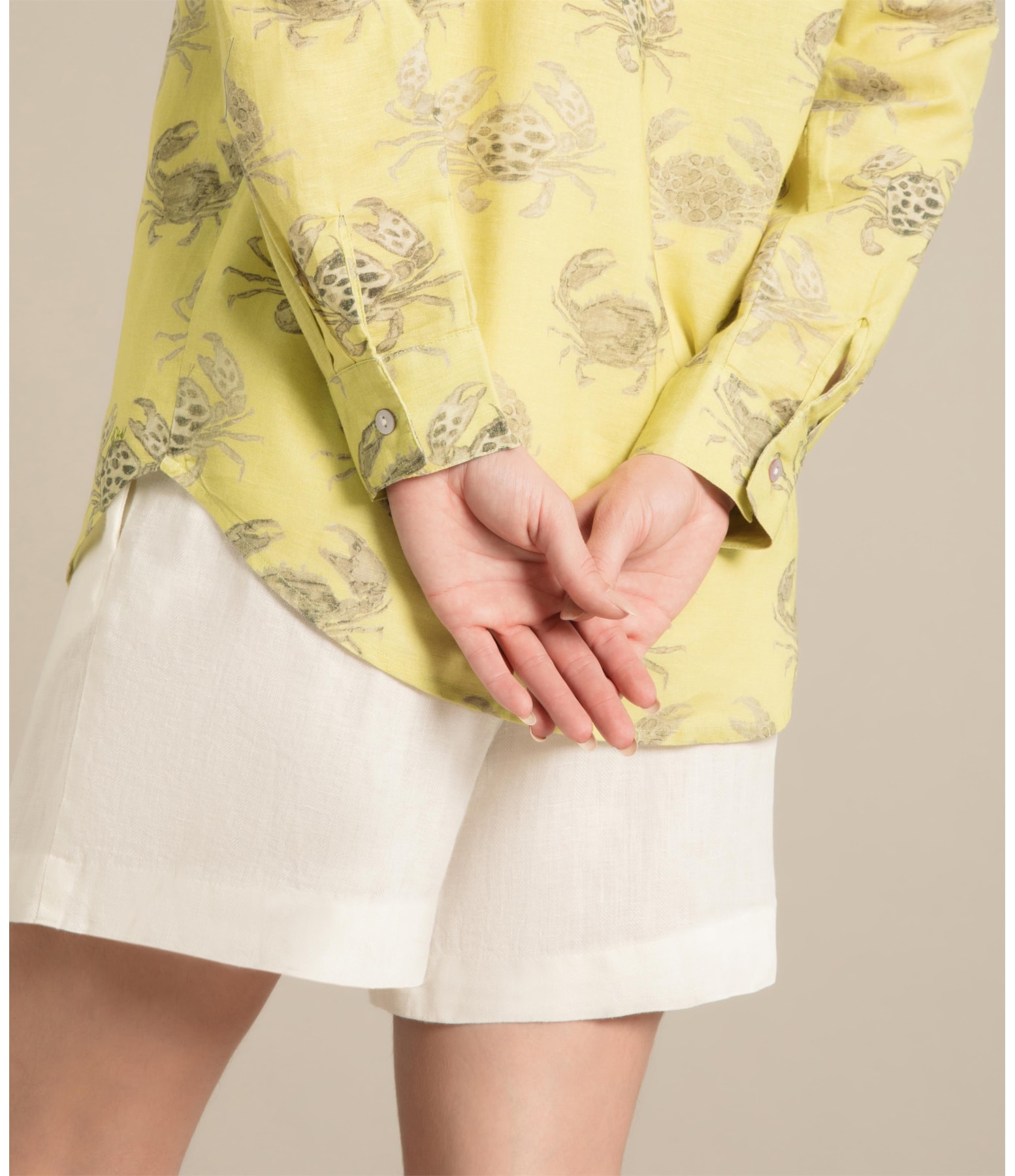 Camisa Linho  Tulipa Water Crab Lemon