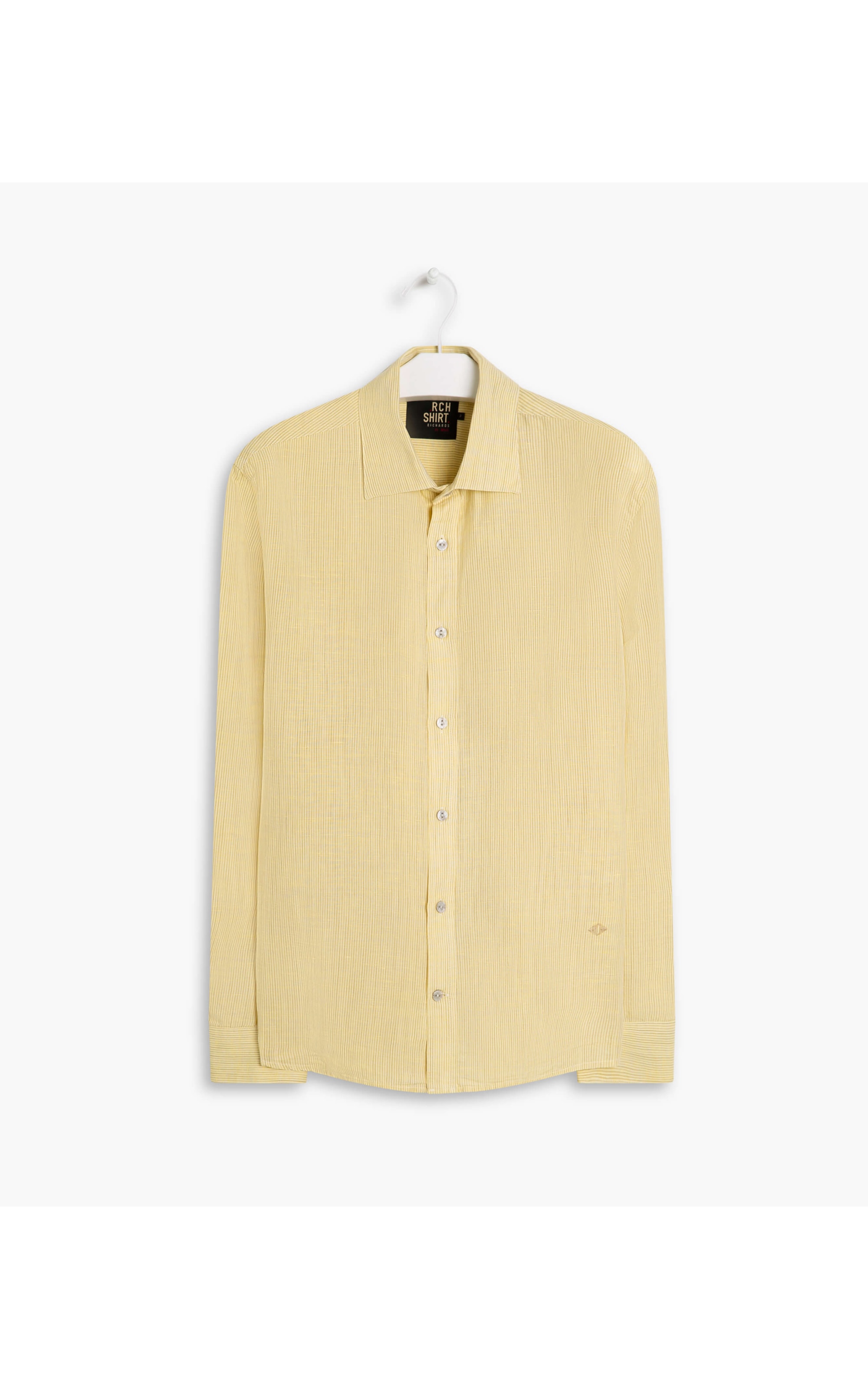 Camisa Linho  Vicente Listrada Ml Amarelo Claro