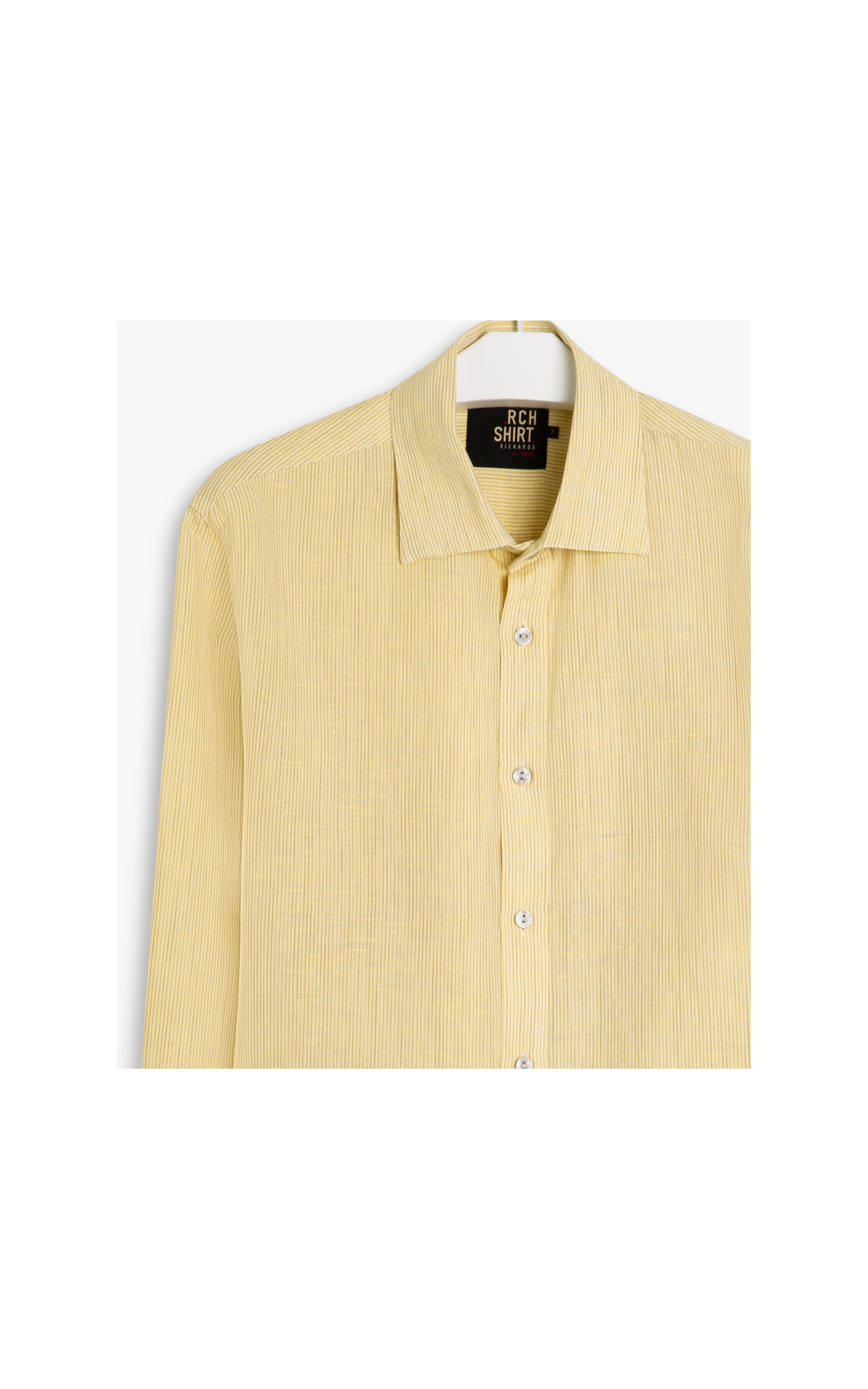 Camisa Linho  Vicente Listrada Ml Amarelo Claro