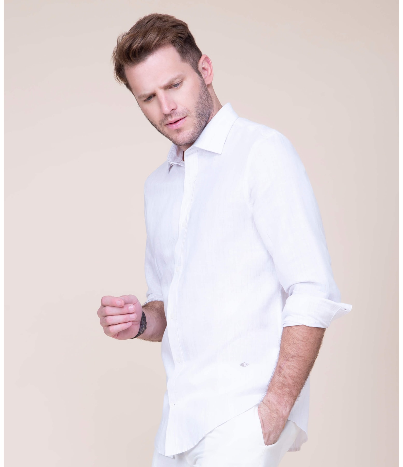 Camisa Linho  Victor Listrada Ml Caqui