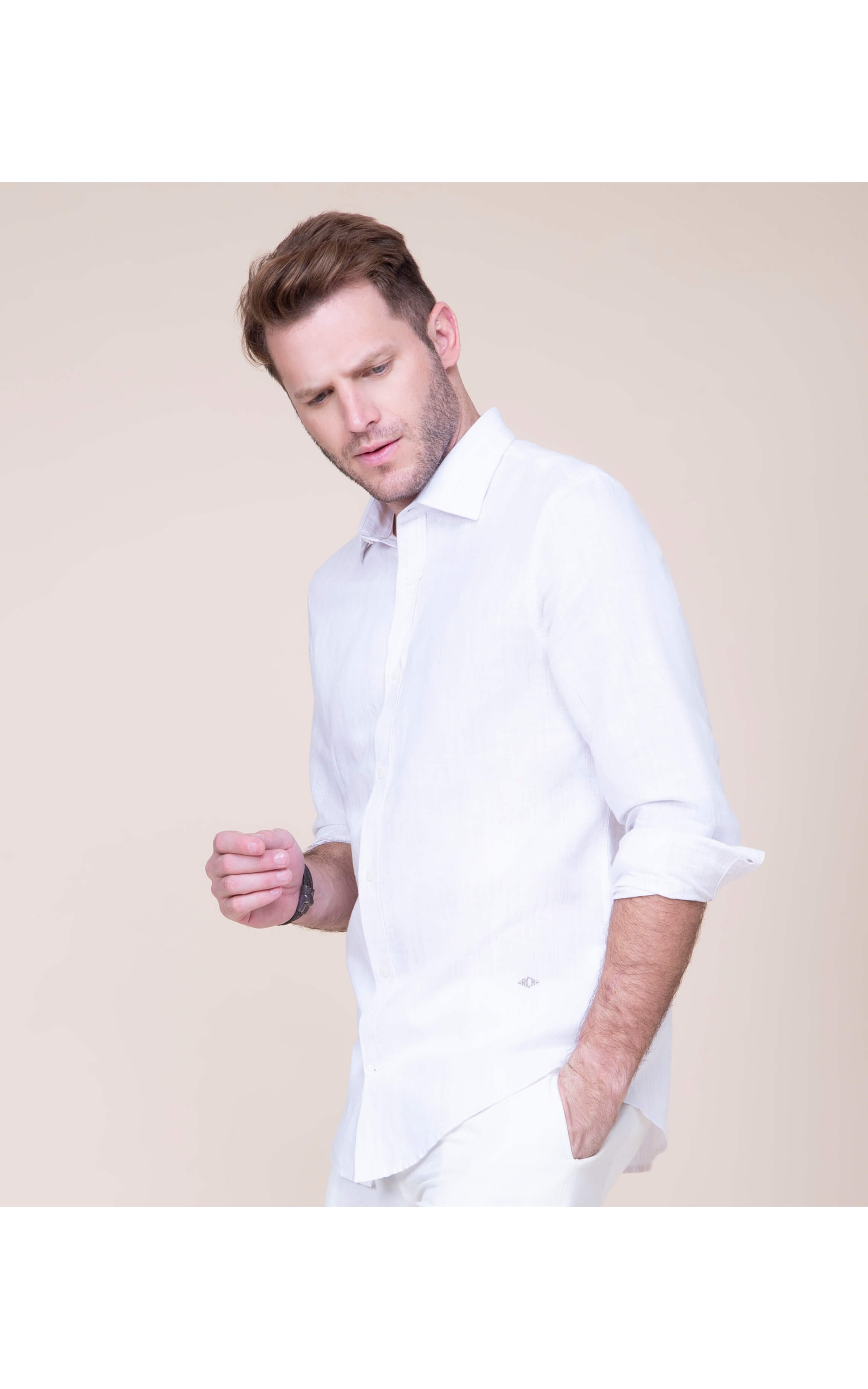Camisa Linho  Victor Listrada Ml Caqui