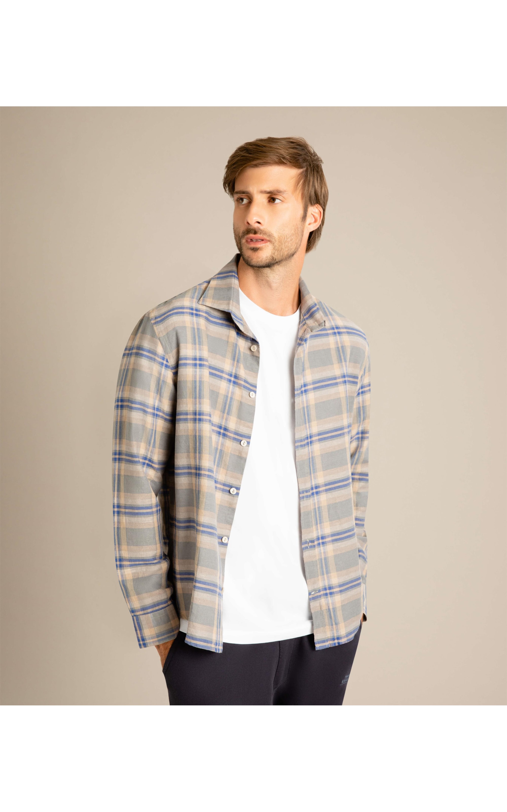 Camisa Linho  Vinicius Cinza Medio