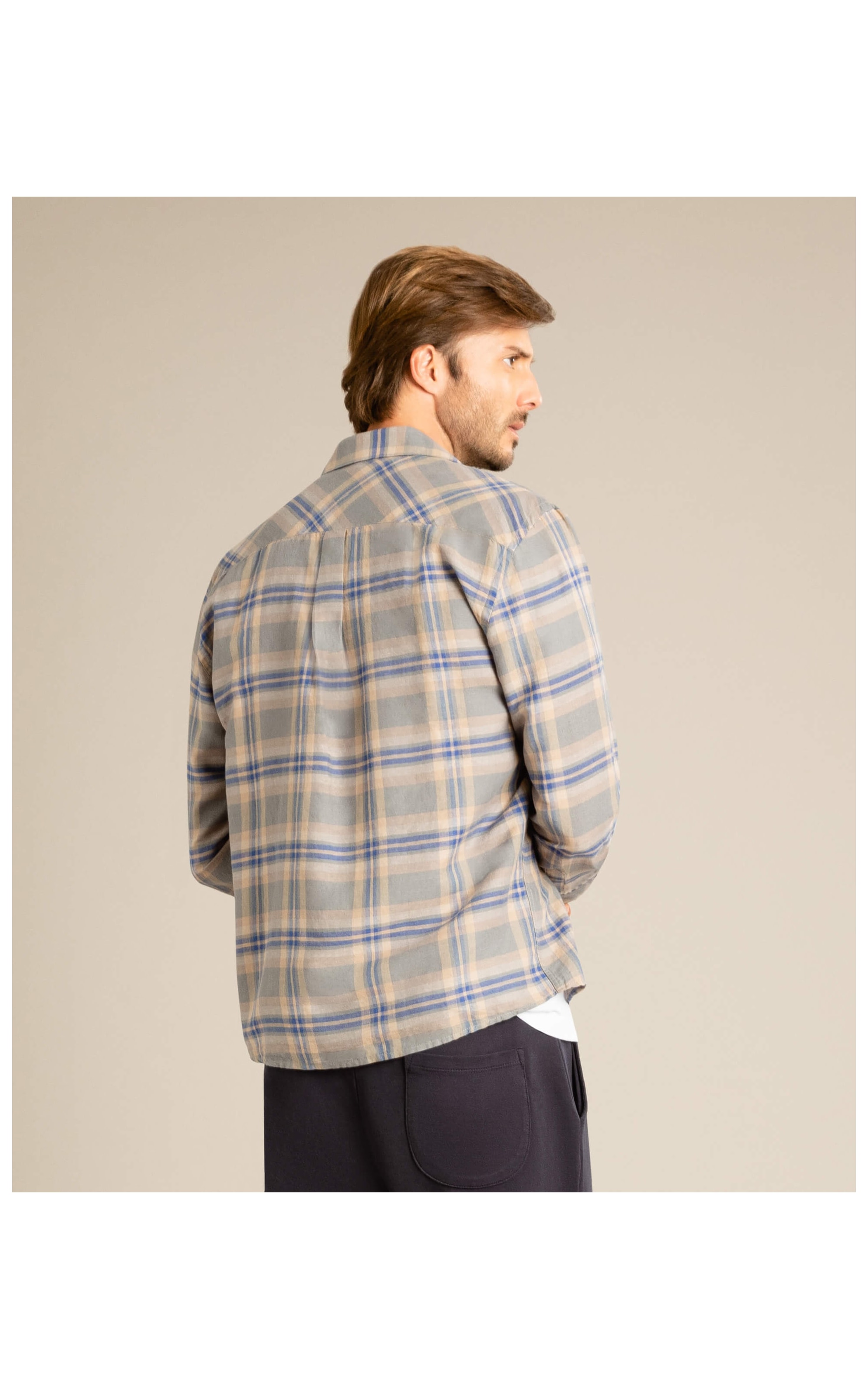 Camisa Linho  Vinicius Cinza Medio