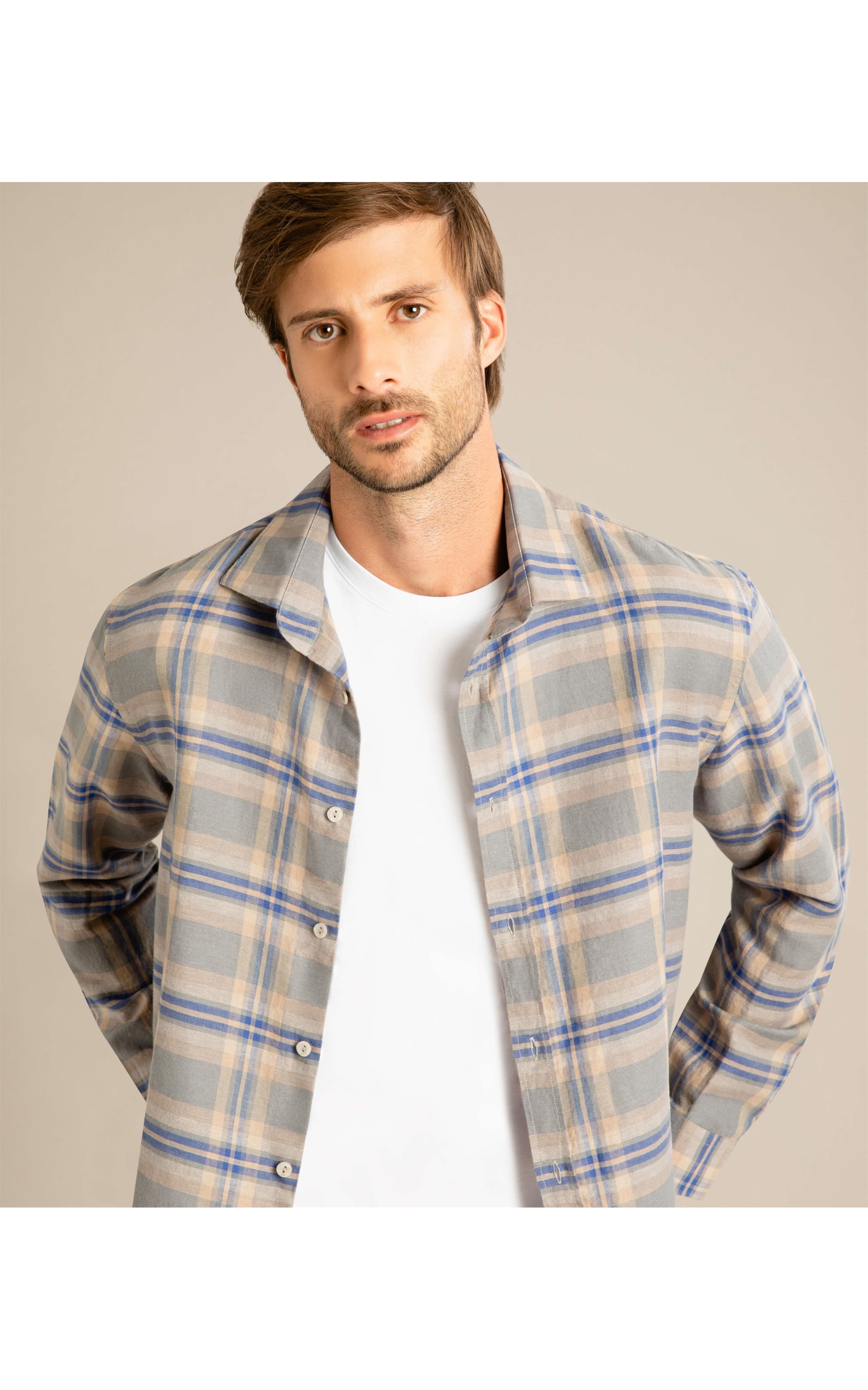 Camisa Linho  Vinicius Cinza Medio