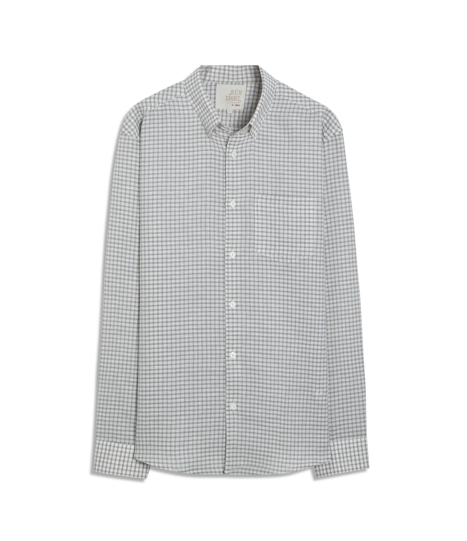 Camisa Linho  Xadrez Daniel Ml Cinza Claro