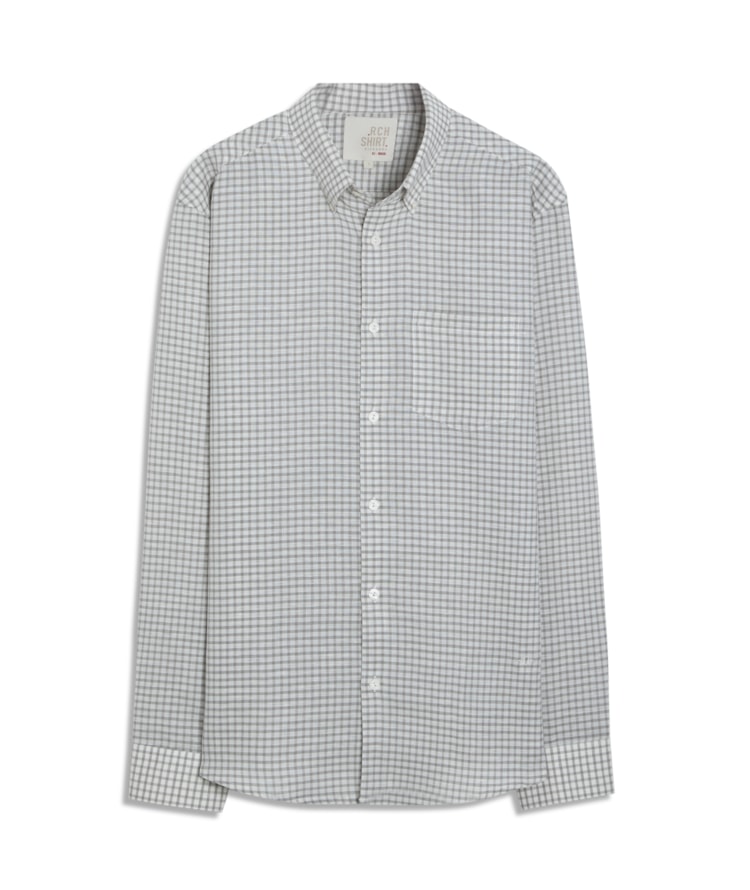 Camisa Linho  Xadrez Daniel Ml Cinza Claro