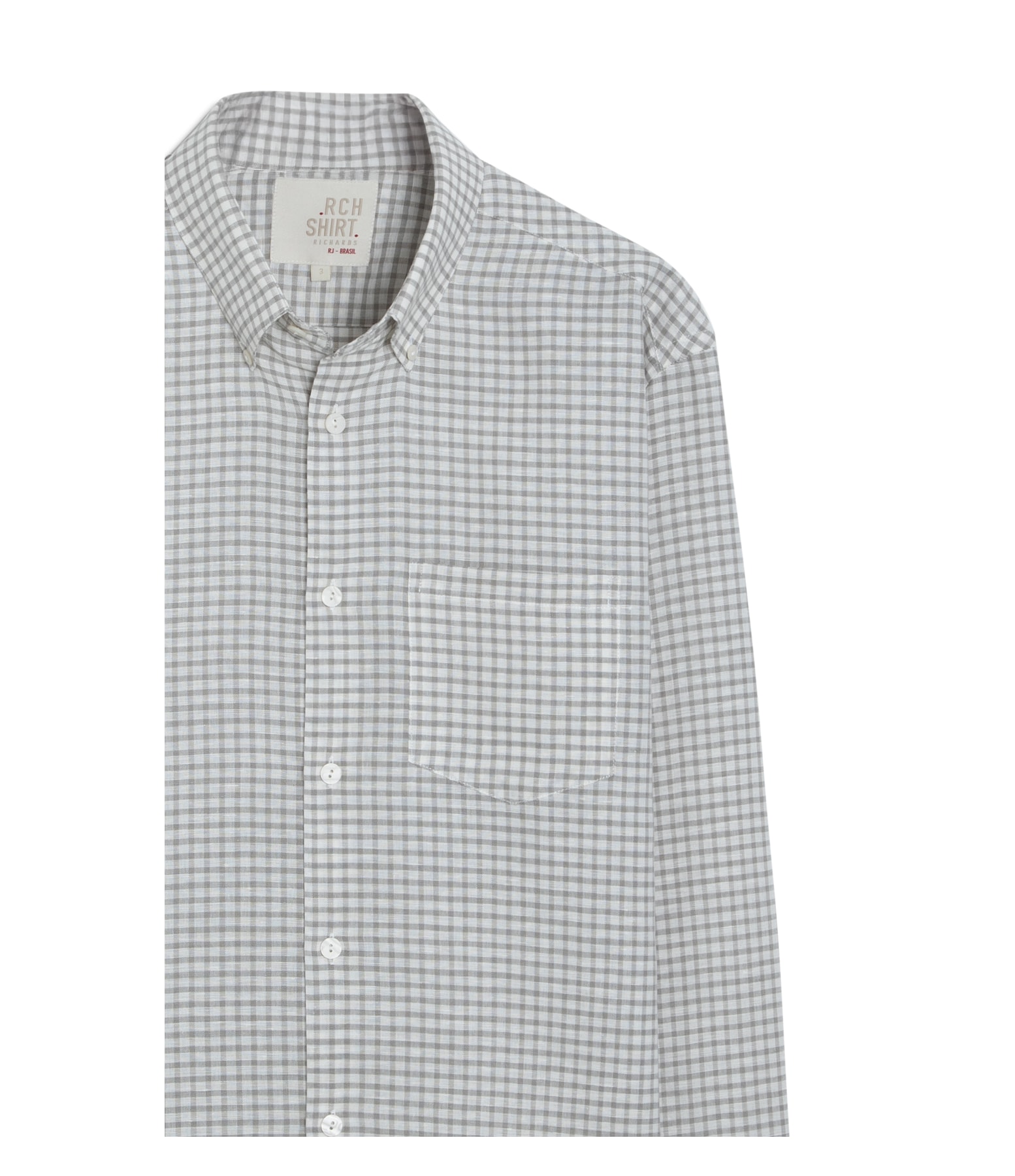 Camisa Linho  Xadrez Daniel Ml Cinza Claro