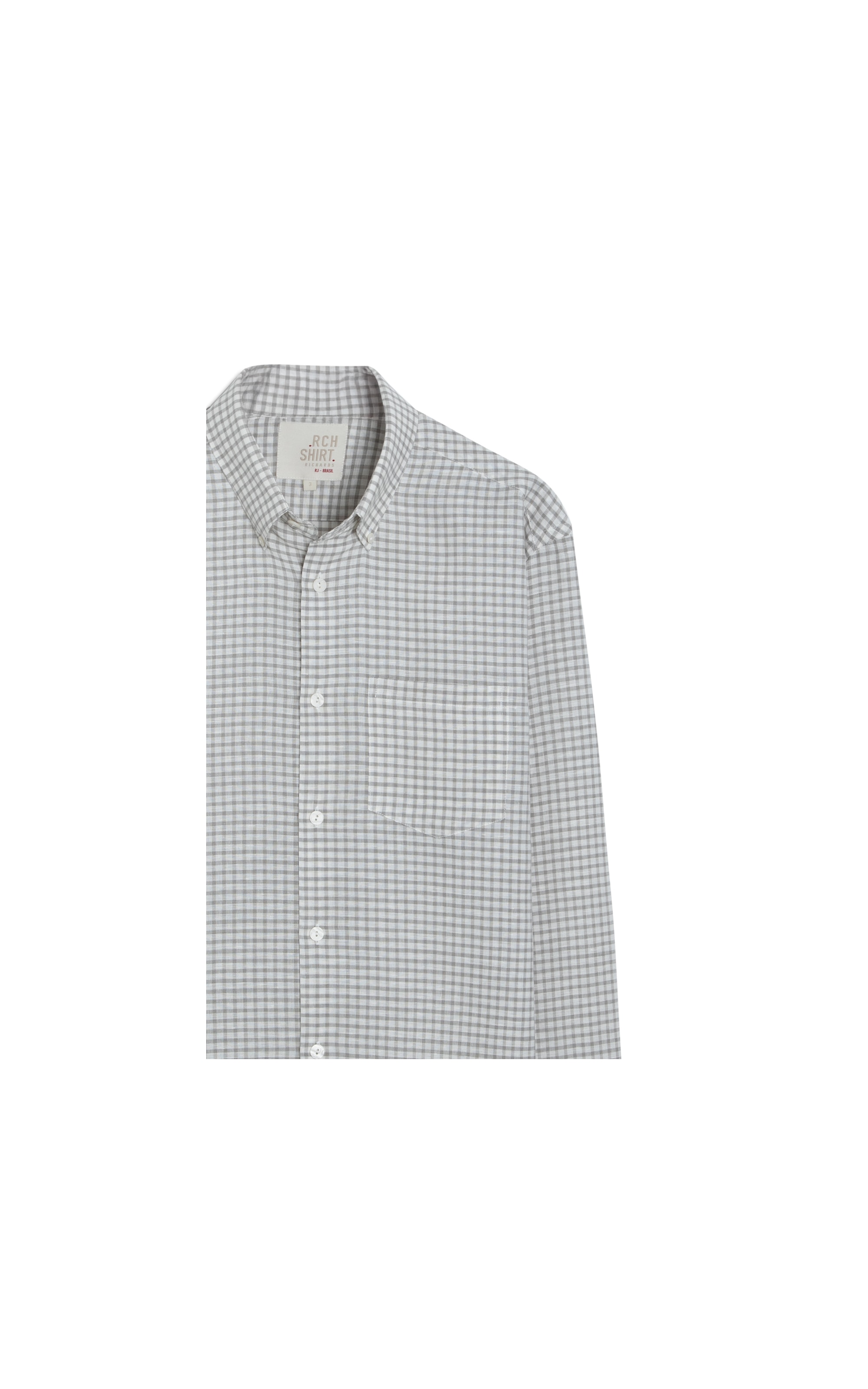 Camisa Linho  Xadrez Daniel Ml Cinza Claro