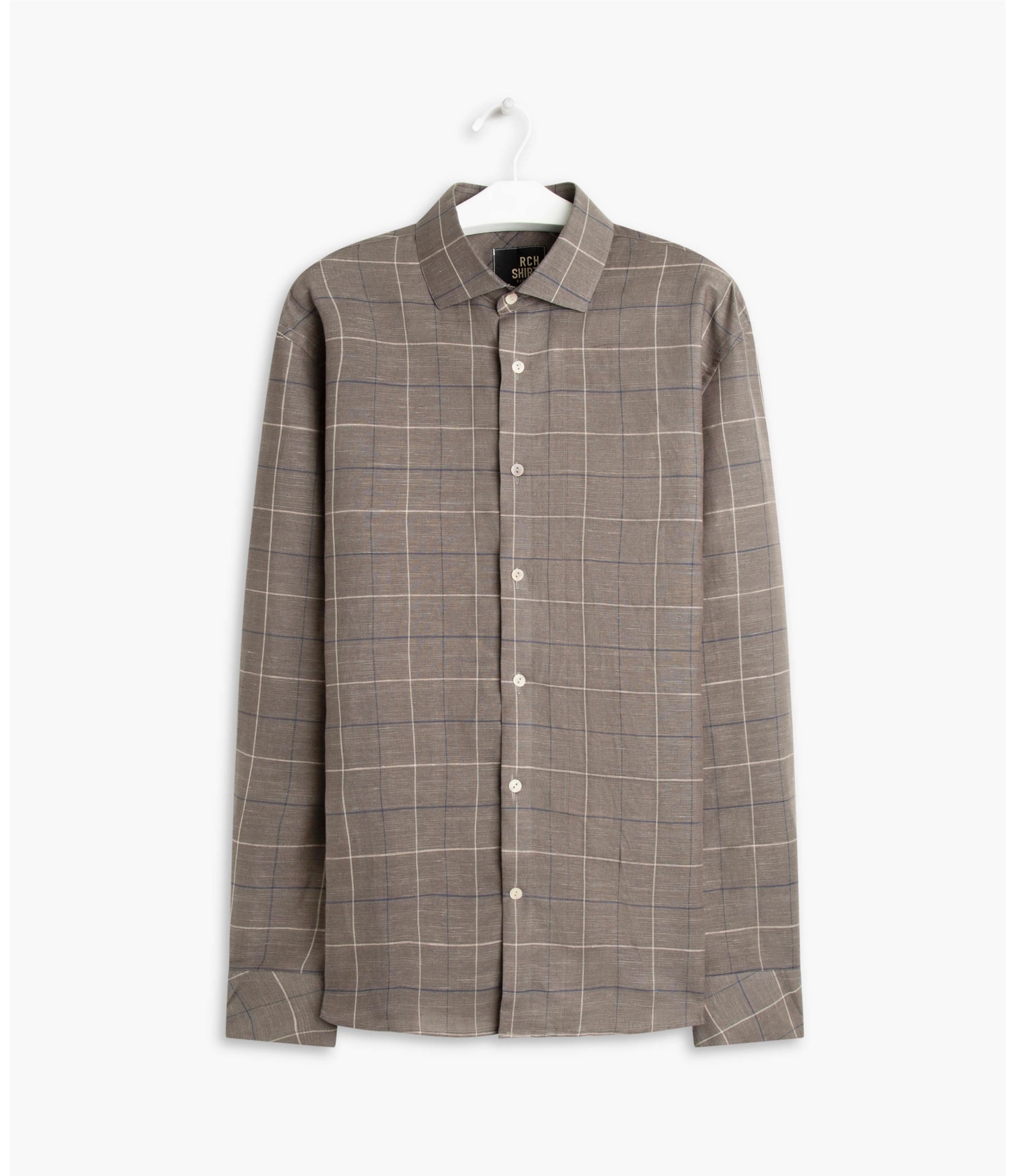 Camisa Linho  Xadrez Denis Tabaco