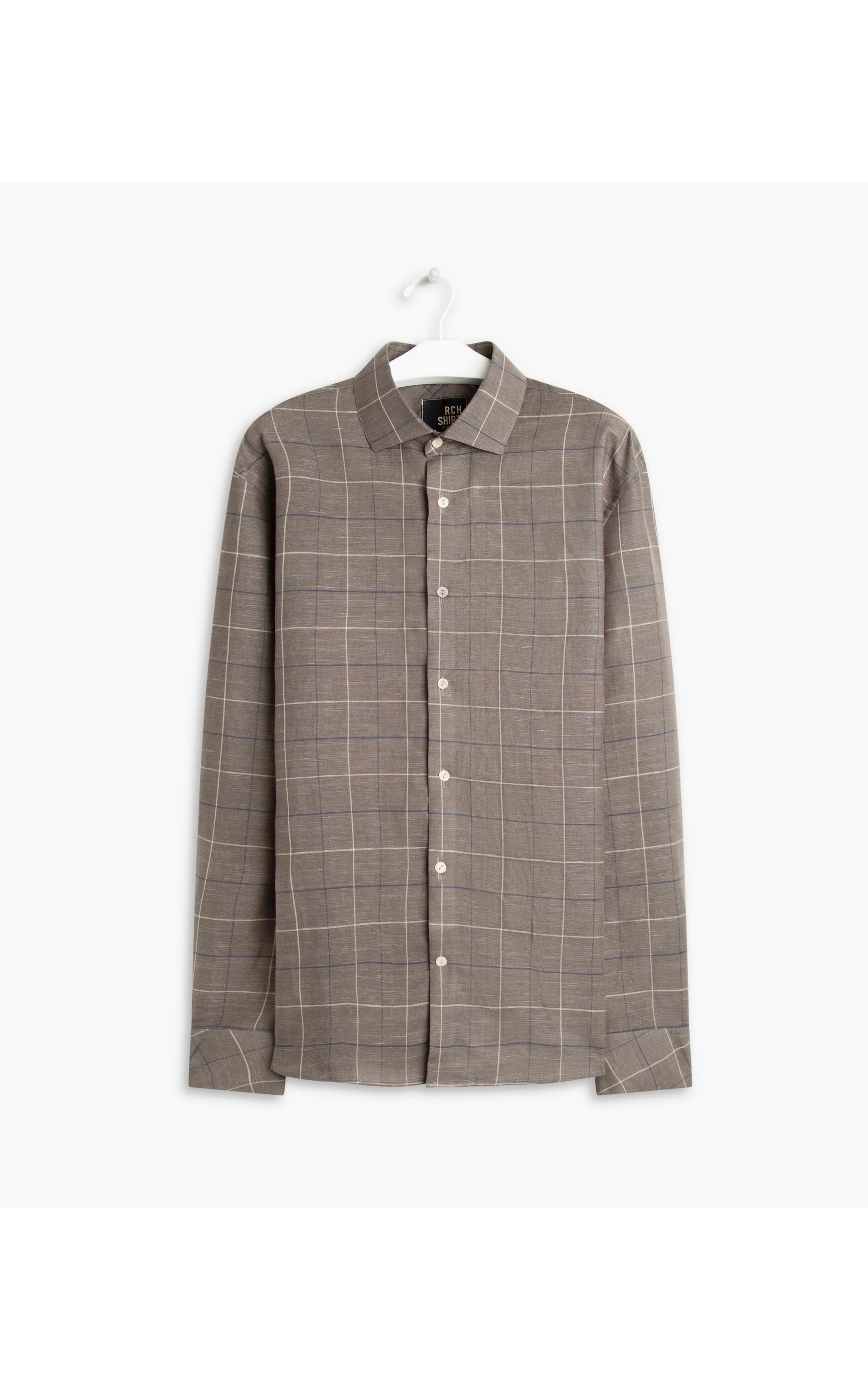 Camisa Linho  Xadrez Denis Tabaco