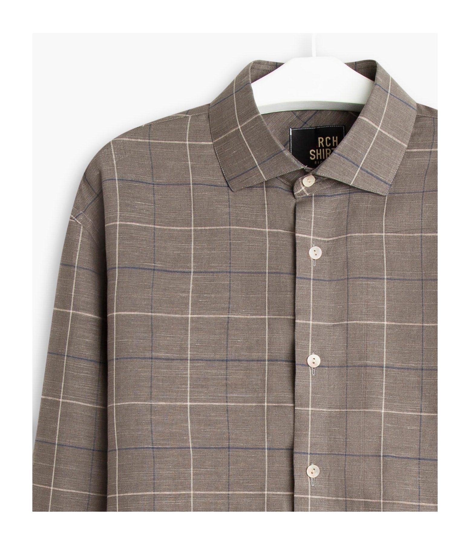 Camisa Linho  Xadrez Denis Tabaco