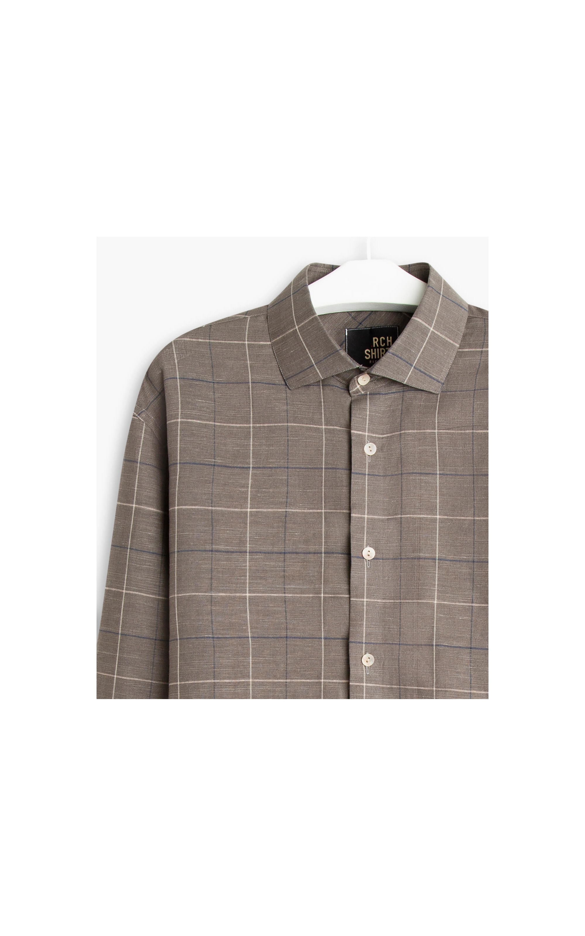 Camisa Linho  Xadrez Denis Tabaco