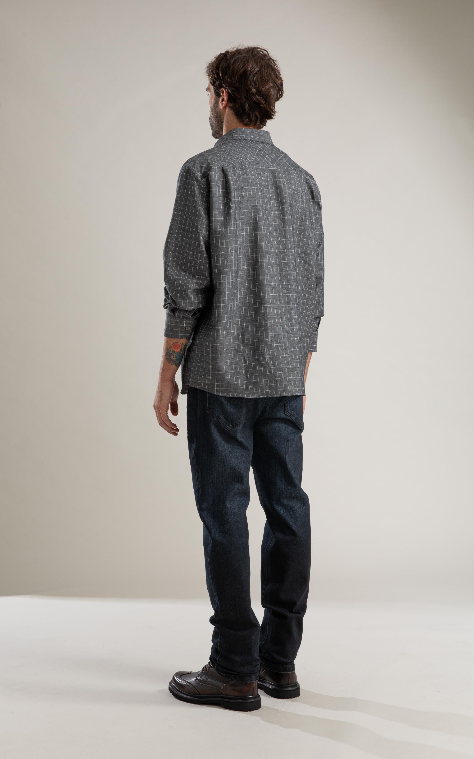 Camisa Linho  Xadrez Heitor Ml Preto