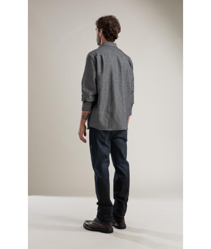 Camisa Linho  Xadrez Heitor Ml Preto