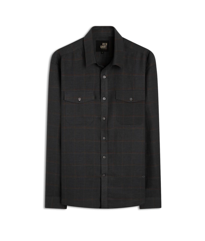 Camisa Linho  Xadrez Henry Ml Dark Navy